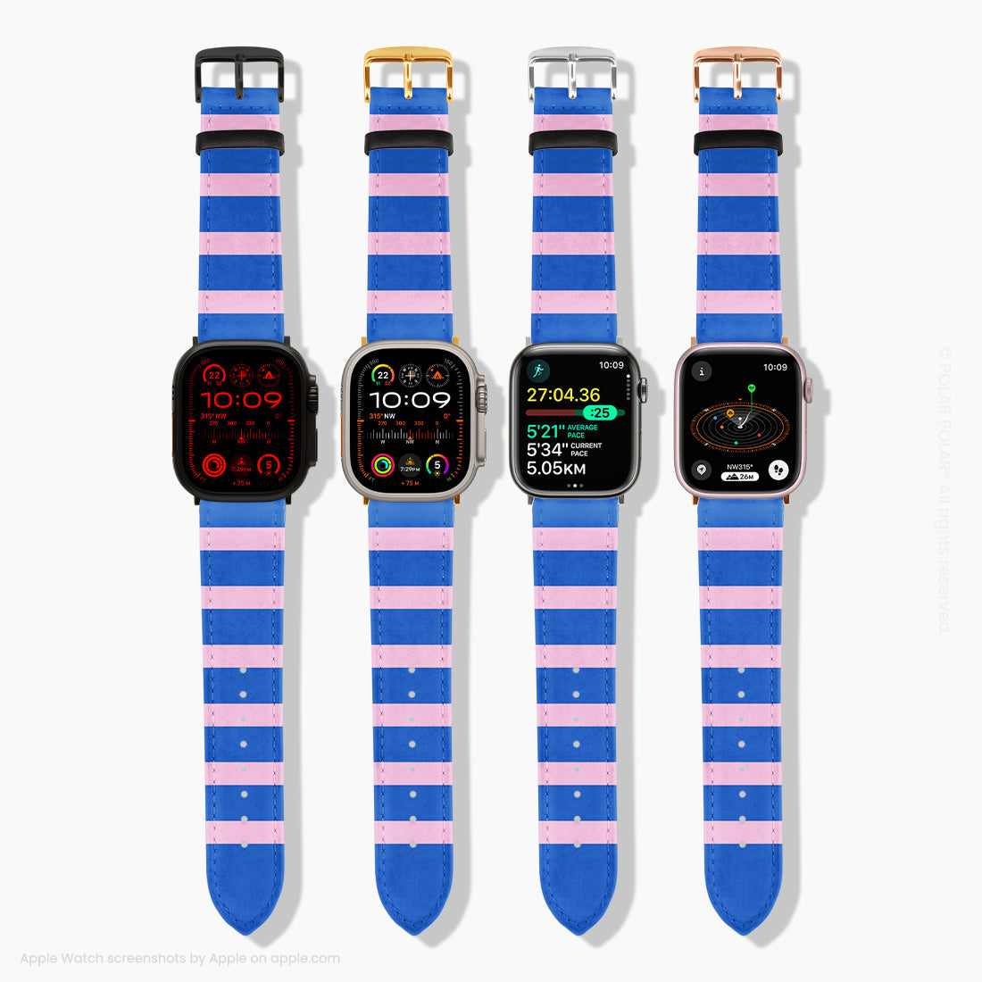 海軍藍粉色橫紋 - Apple Watch 錶帶