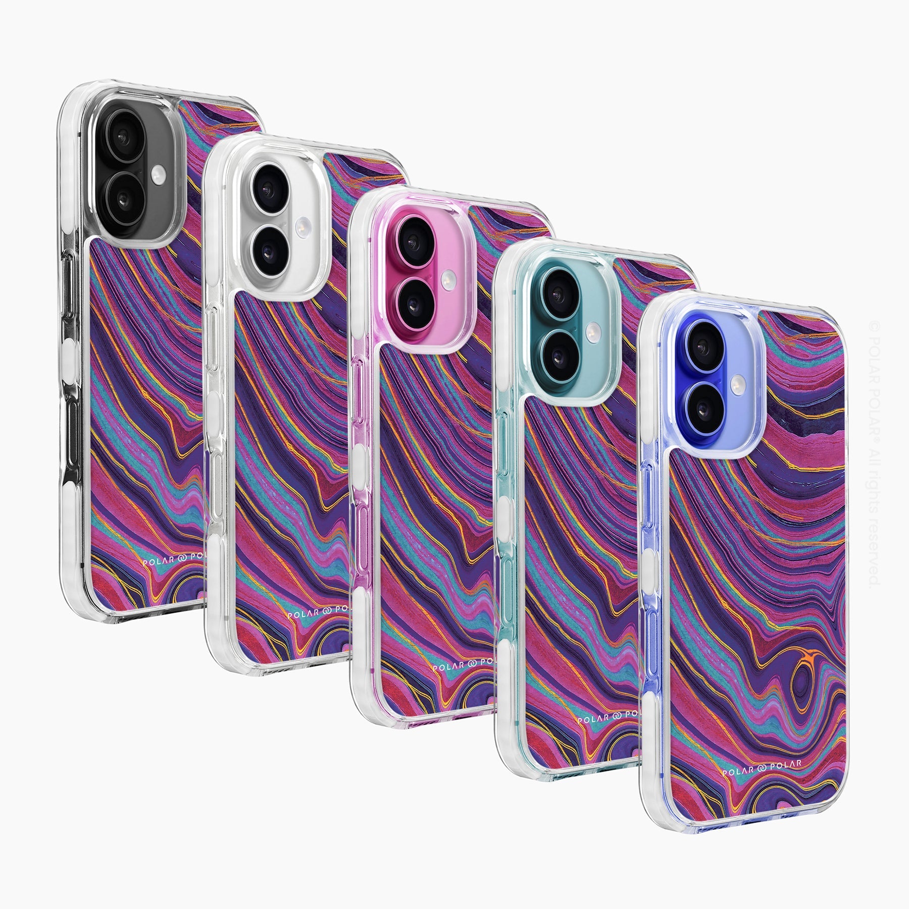紫色流沙紋 - iPhone 16 Plus 透明邊防摔 MagSafe 手機殼