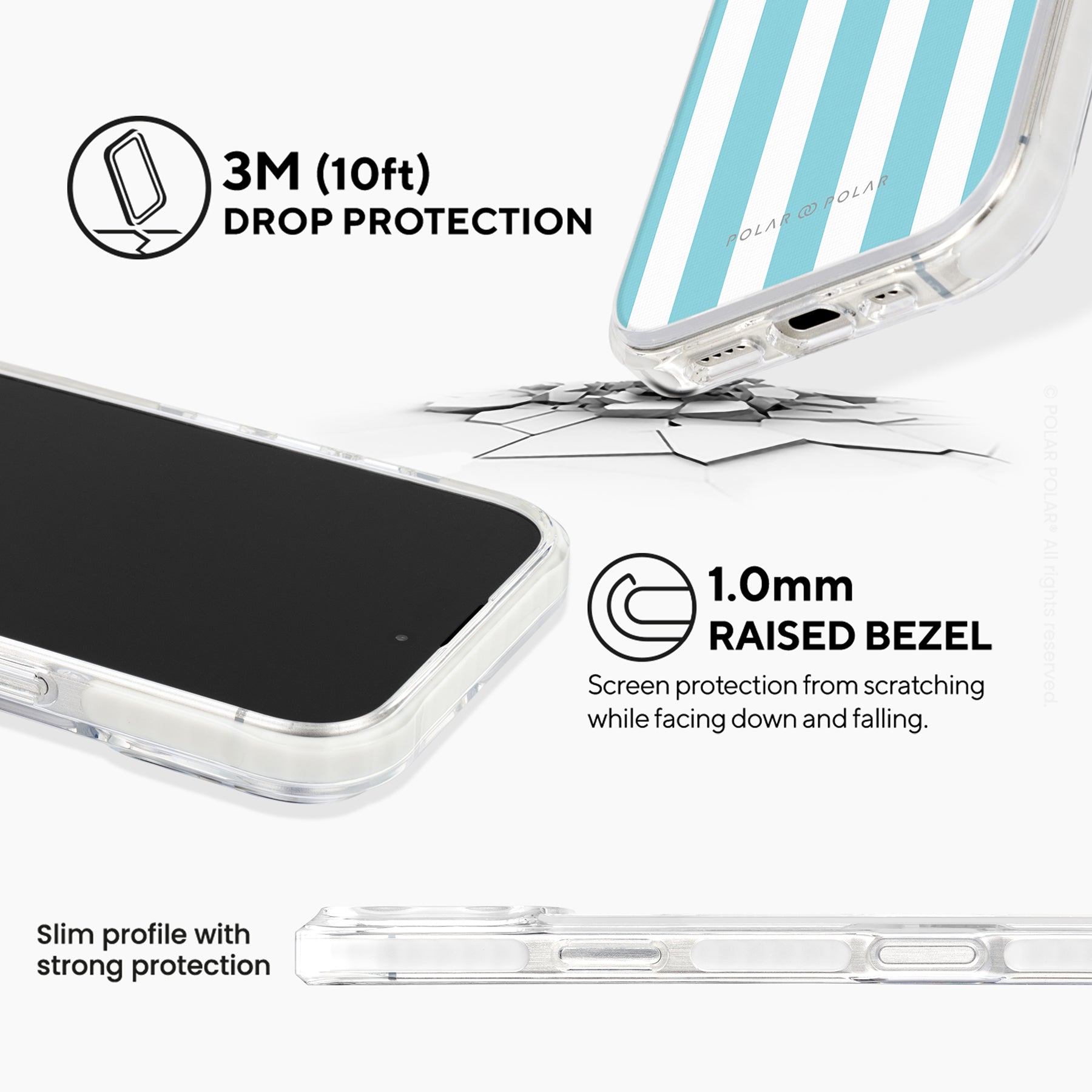 淡藍色直紋 - iPhone 16 Pro 透明邊防摔 MagSafe 手機殼