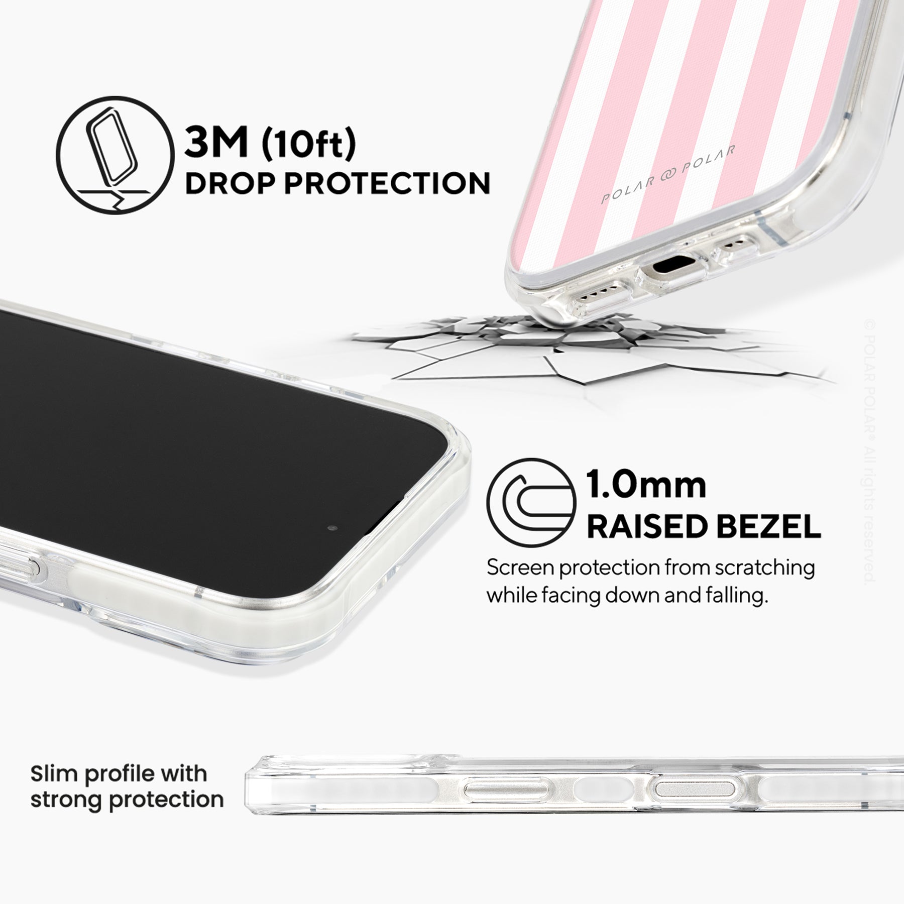 淺粉紅色直紋 - iPhone 16 透明邊防摔 MagSafe 手機殼