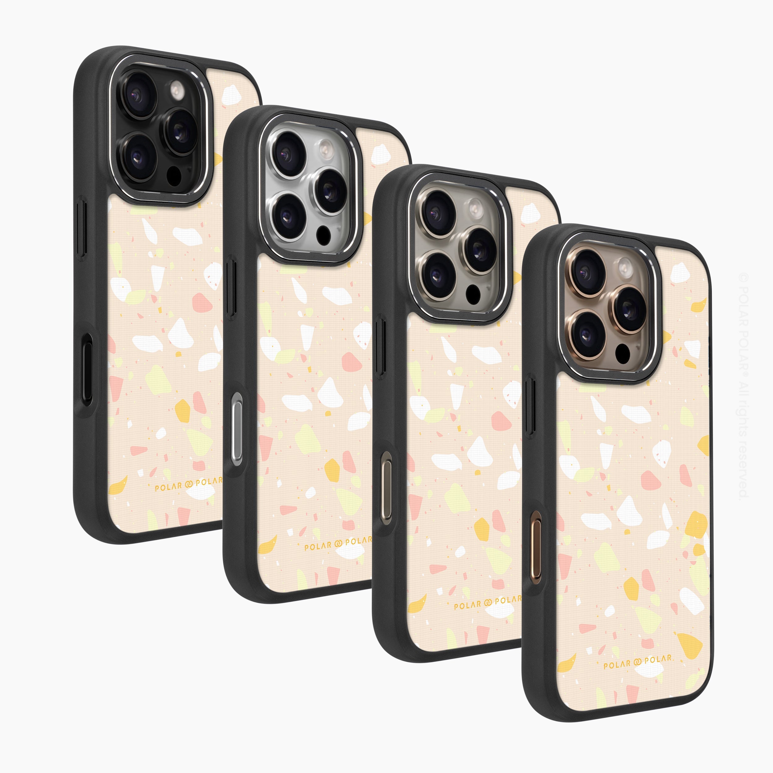 米色水磨石 - iPhone 16 Pro 黑磨砂防摔 MagSafe 手機殼