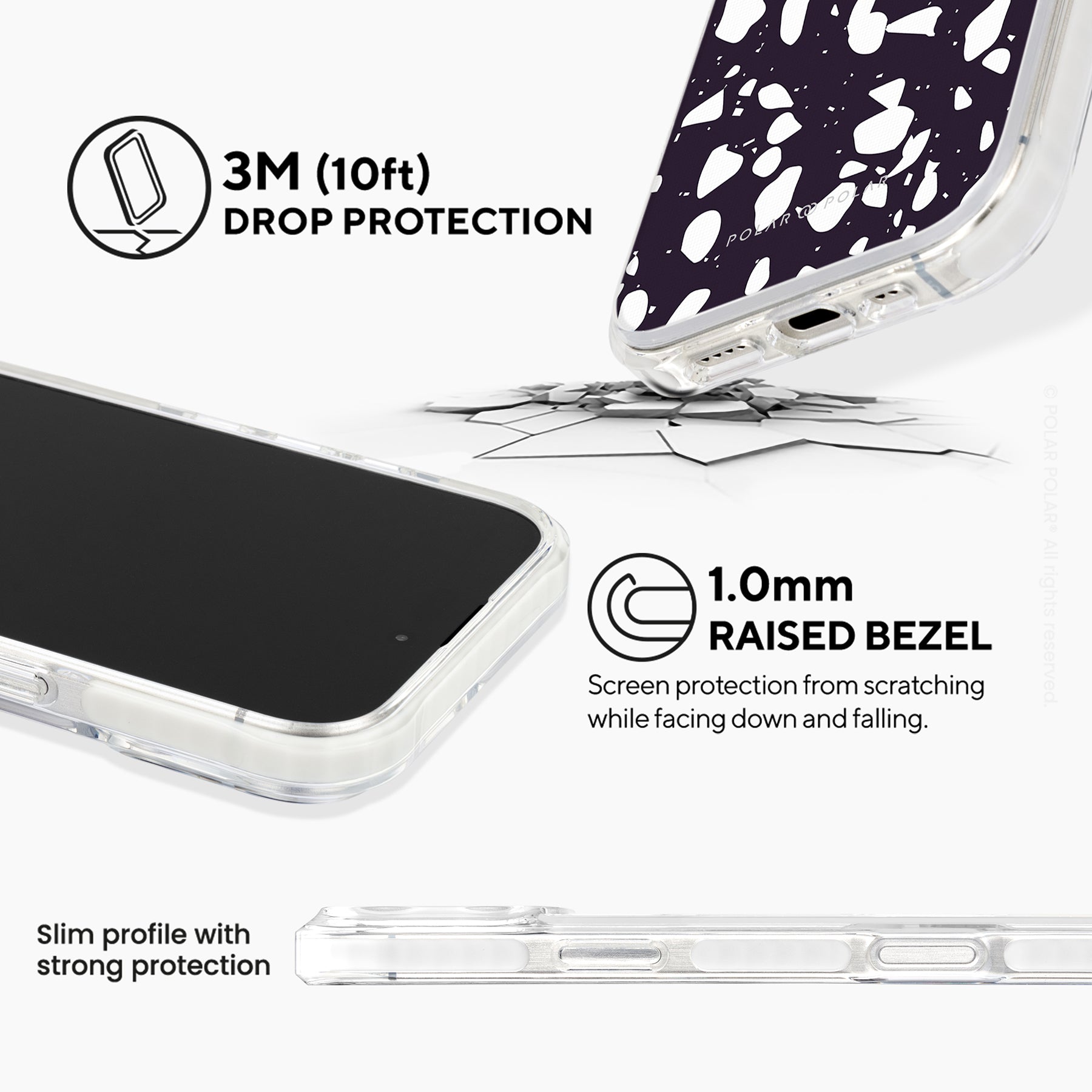 黑色石板街水磨石 - iPhone 16 Pro Max 透明邊防摔 MagSafe 手機殼