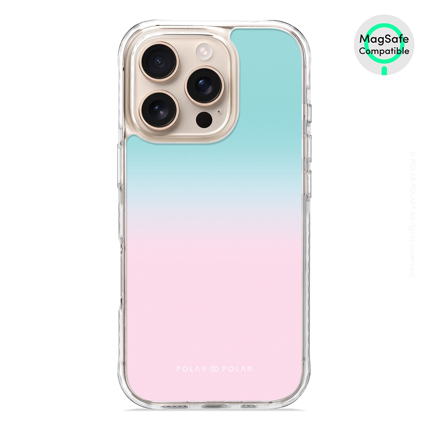 藍粉紅粉彩 - iPhone 16 Pro 透明邊防摔 MagSafe 手機殼