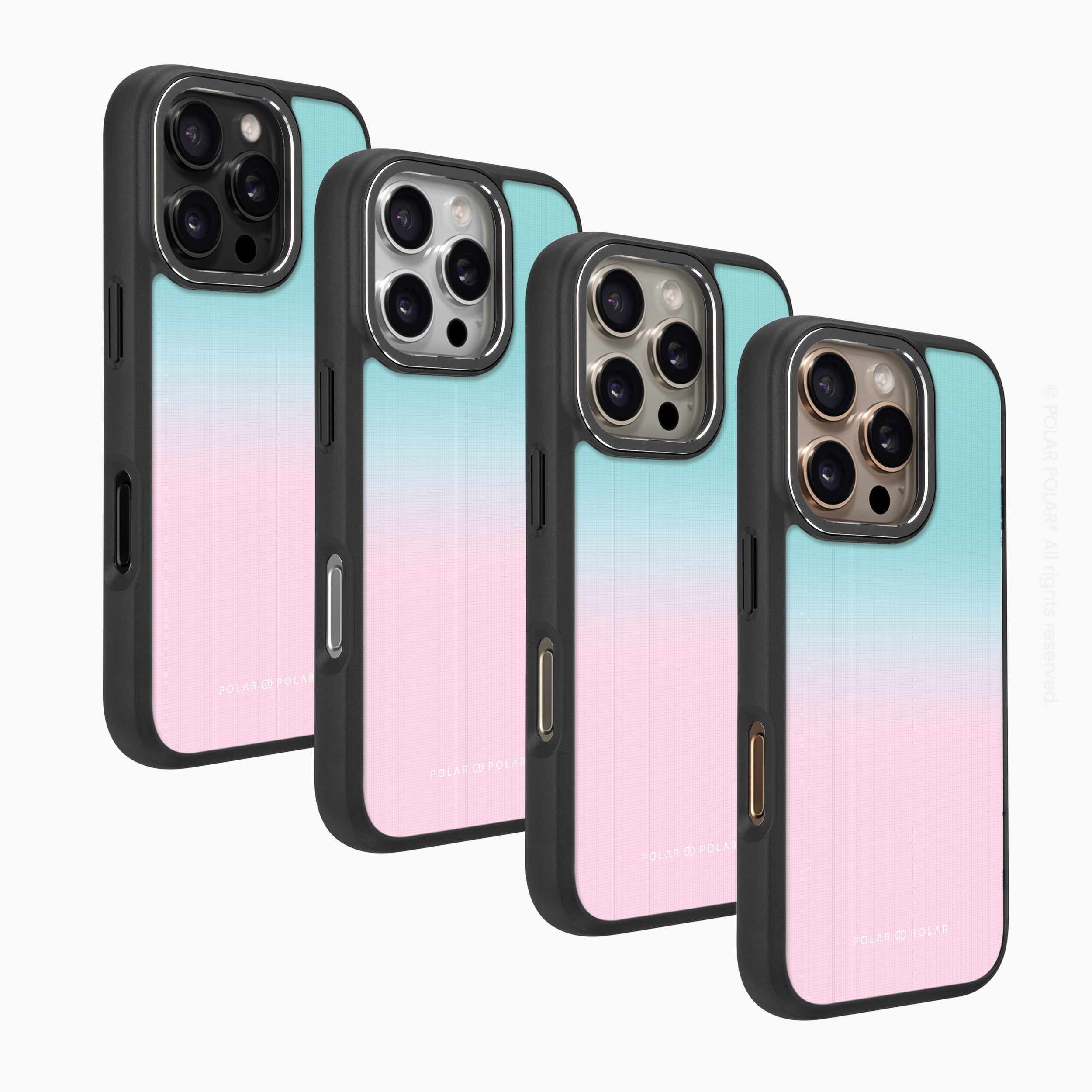 藍粉紅粉彩 - iPhone 16 Pro 黑磨砂防摔 MagSafe 手機殼