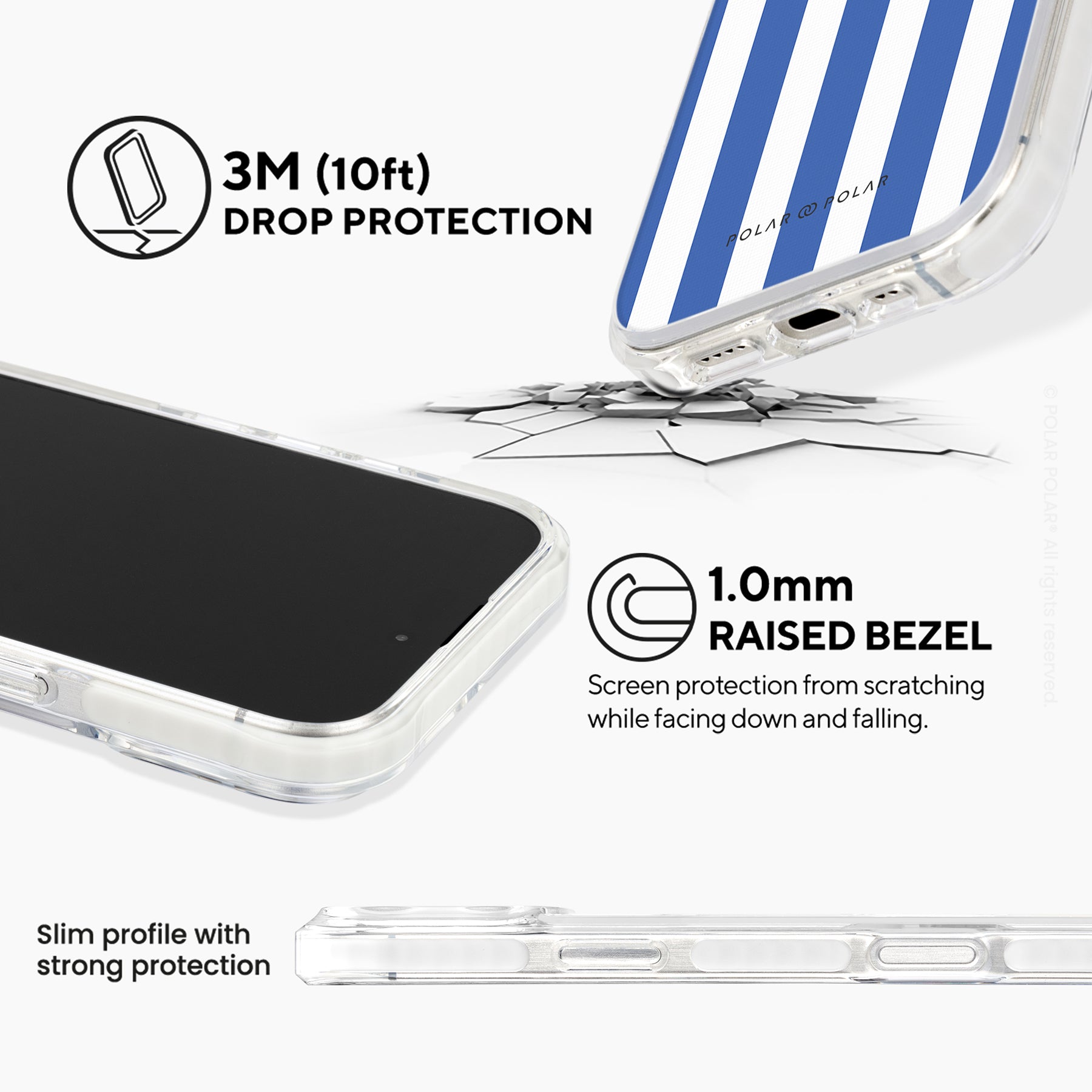 藍色直紋 - iPhone 16 Pro Max 透明邊防摔 MagSafe 手機殼