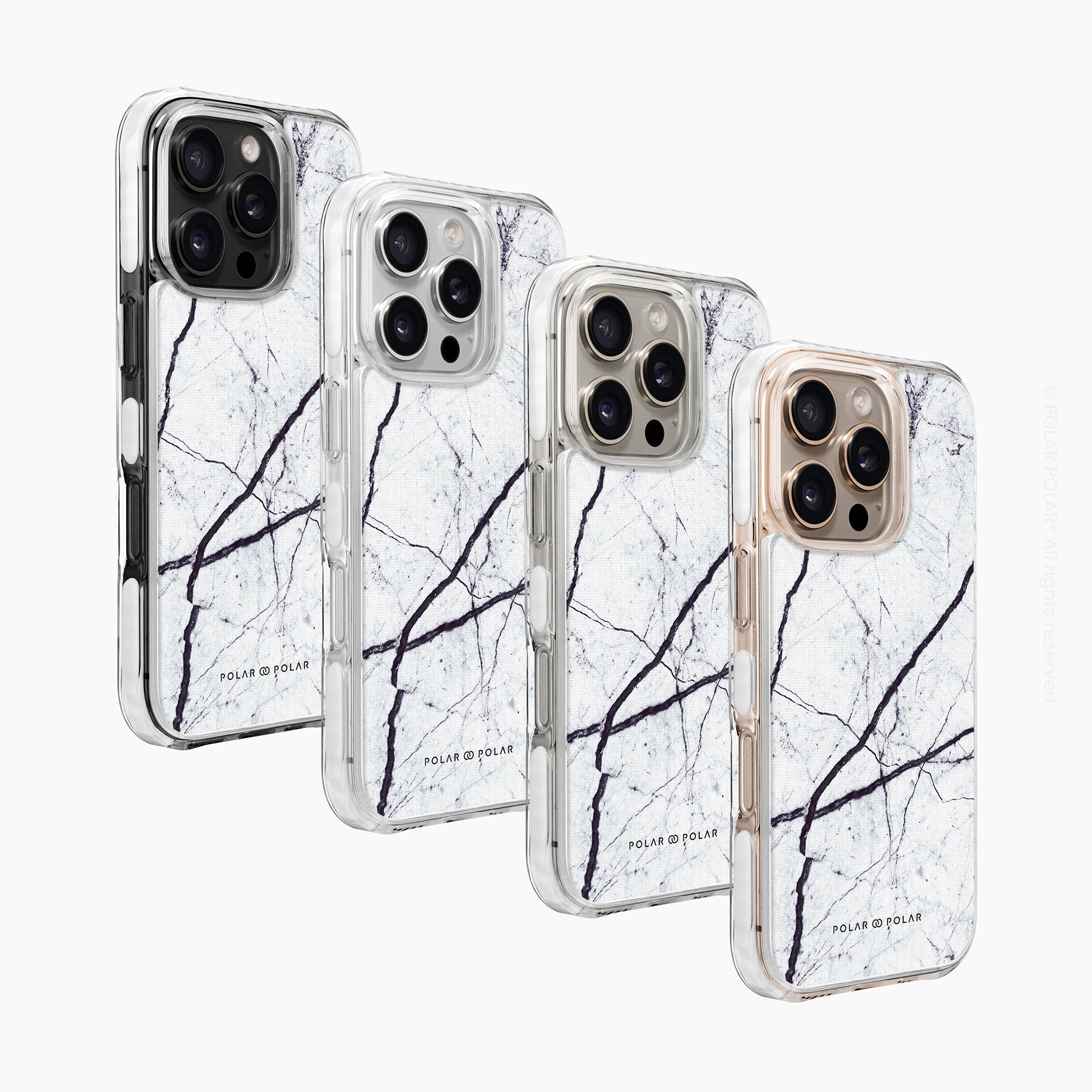 經典白色雲石紋 - iPhone 16 Pro 透明邊防摔 MagSafe 手機殼