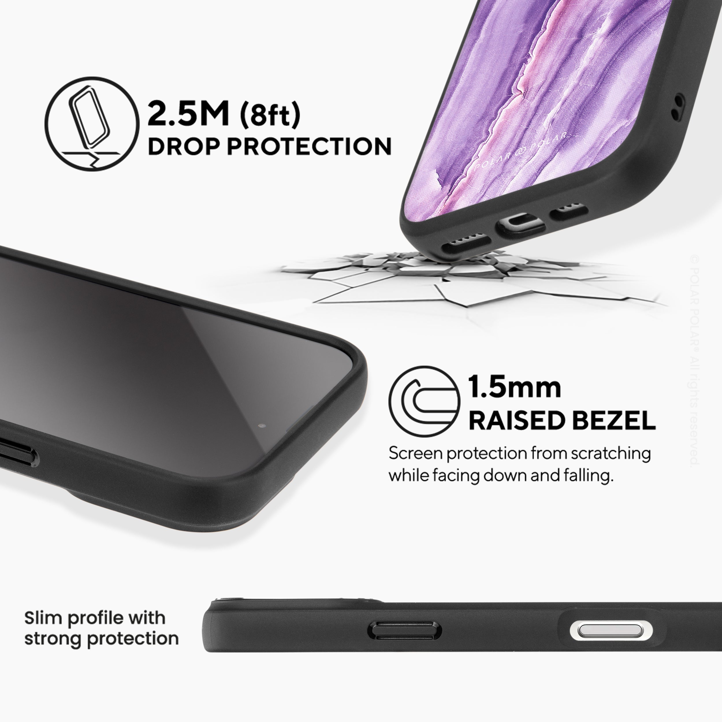 法國浪漫紫羅蘭色 - iPhone 16 Pro 黑磨砂防摔 MagSafe 手機殼