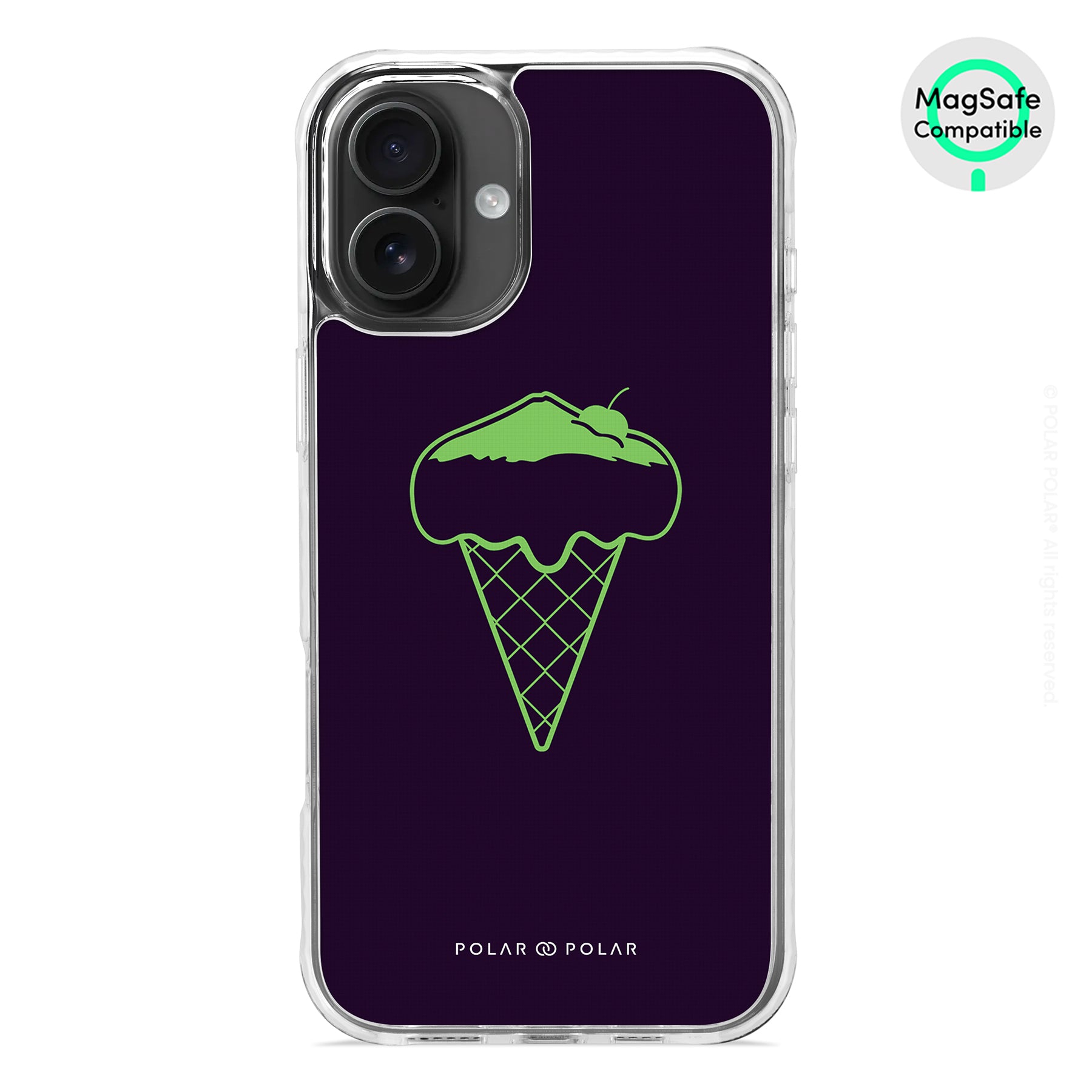 富士山黑色雪糕 - iPhone 16 Plus 透明邊防摔 MagSafe 手機殼