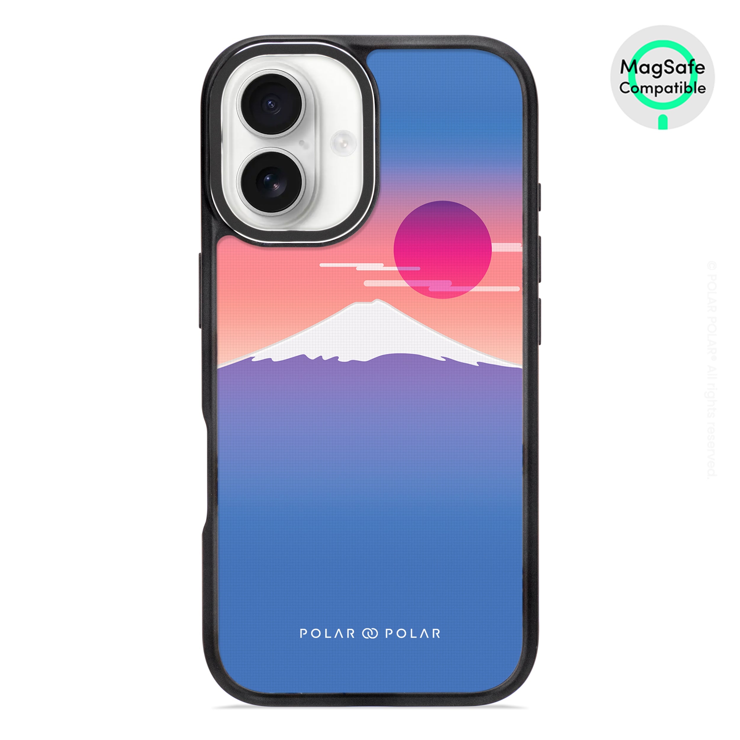 富士山藍 - iPhone 16 黑磨砂防摔 MagSafe 手機殼