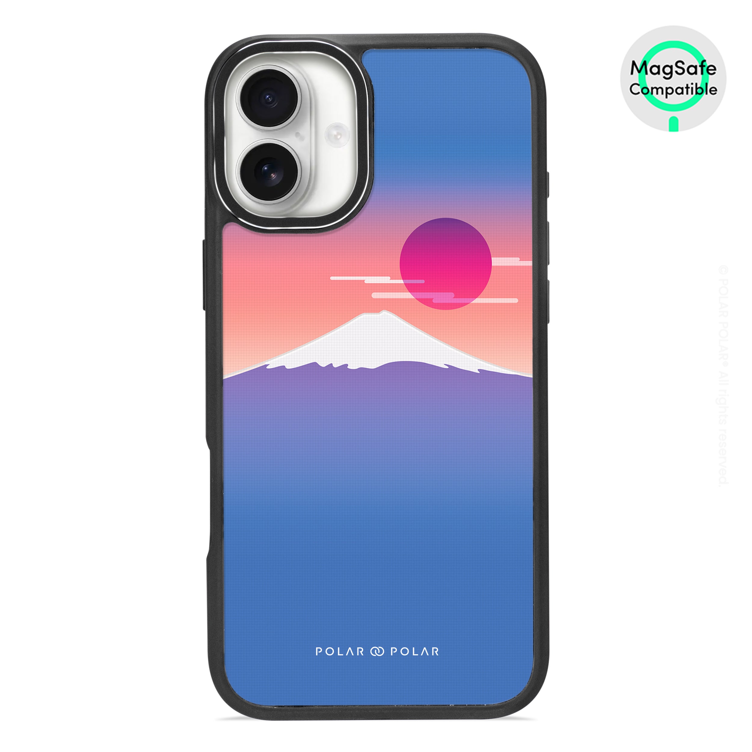 富士山藍 - iPhone 16 Plus 黑磨砂防摔 MagSafe 手機殼