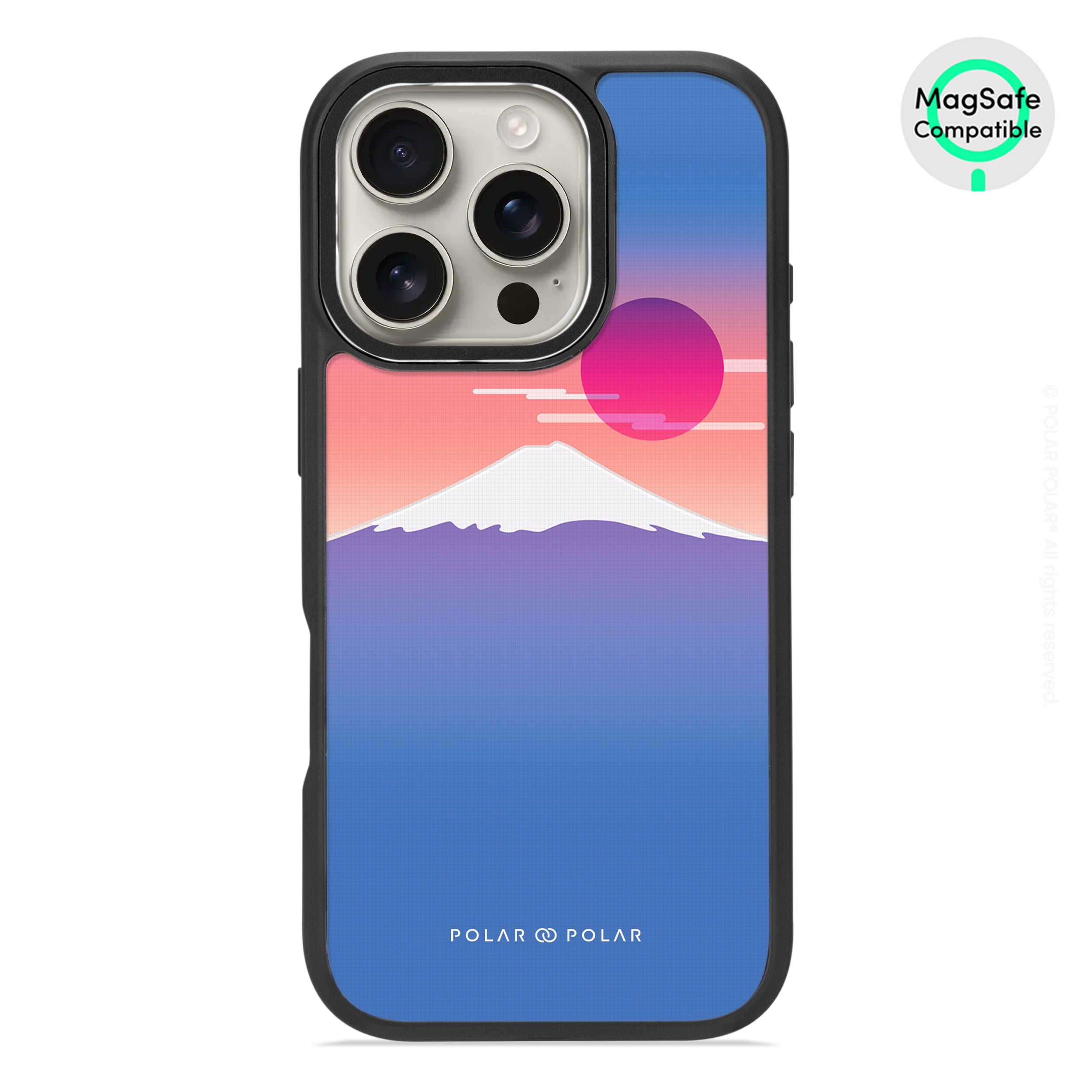 富士山藍 - iPhone 16 Pro 黑磨砂防摔 MagSafe 手機殼