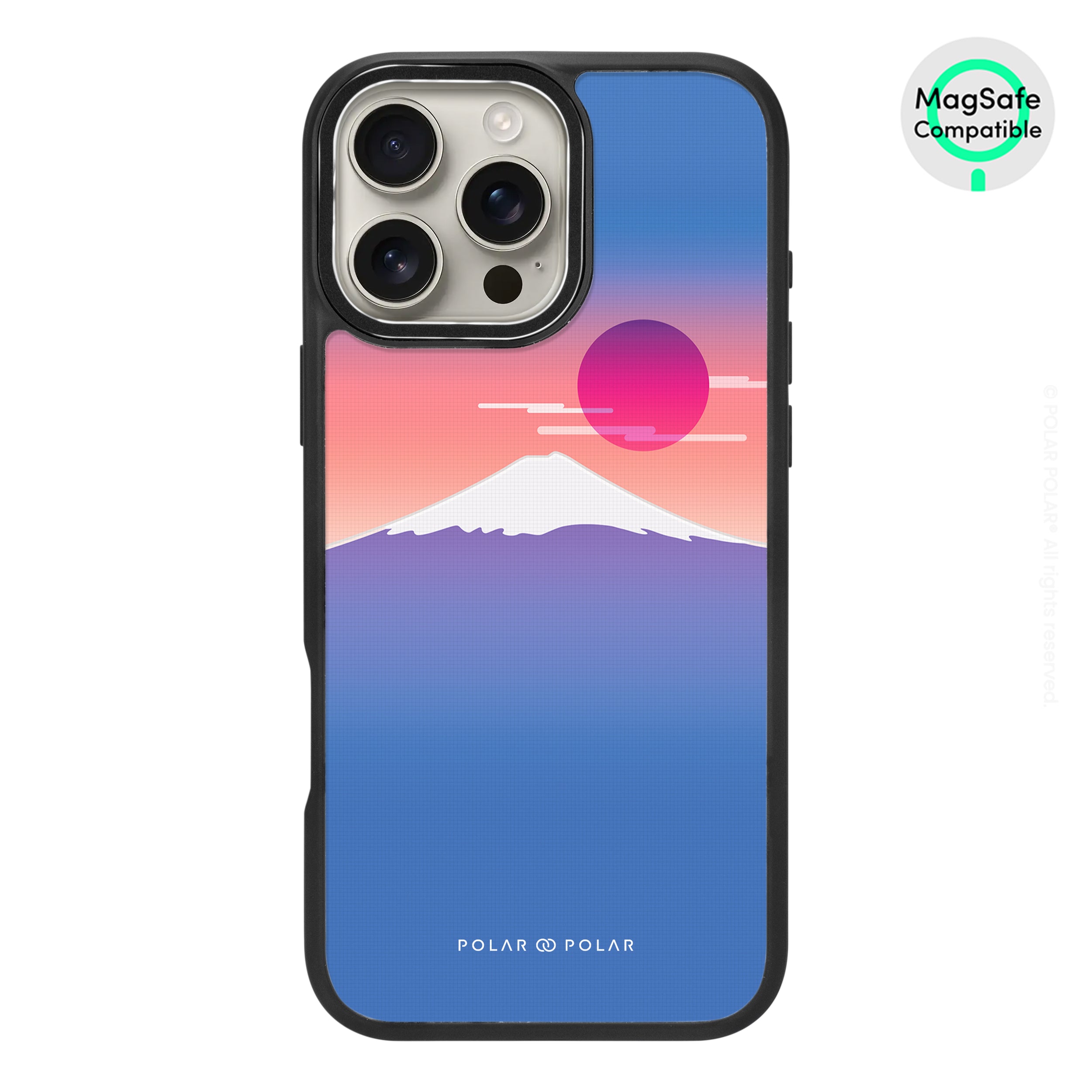 富士山藍 - iPhone 16 Pro Max 黑磨砂防摔 MagSafe 手機殼