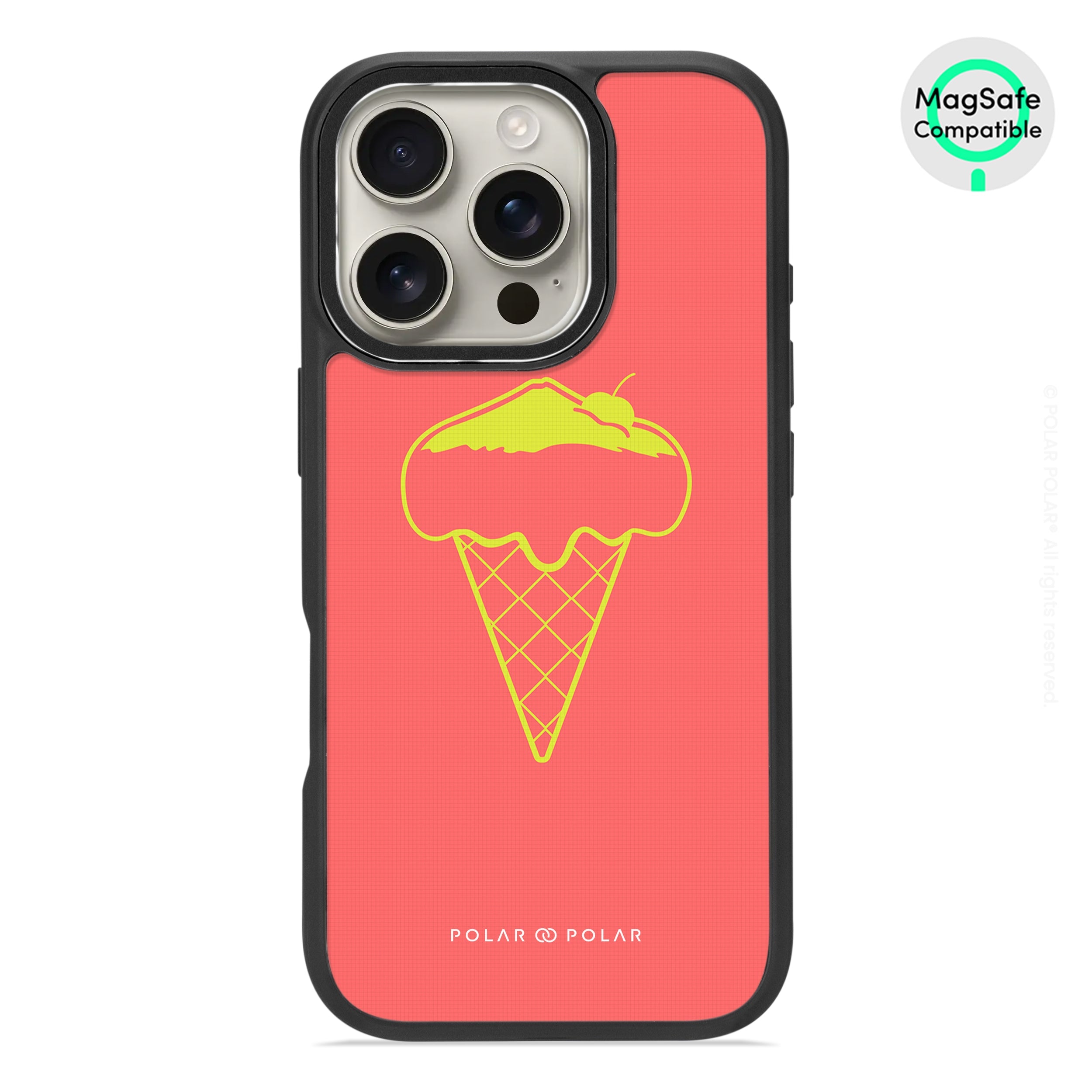 富士山珊瑚雪糕 - iPhone 16 Pro 黑磨砂防摔 MagSafe 手機殼