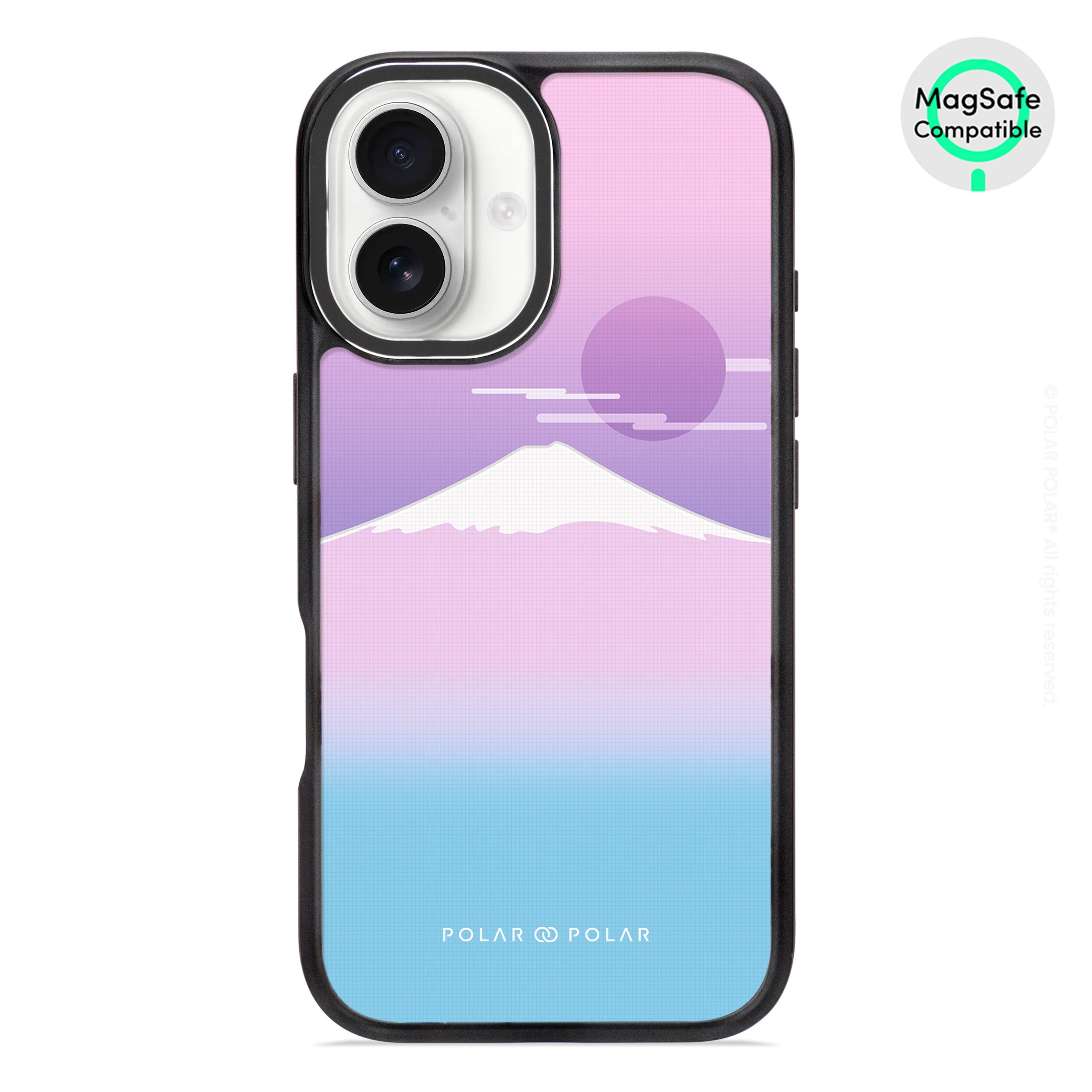 浪漫富士山 - iPhone 16 黑磨砂防摔 MagSafe 手機殼