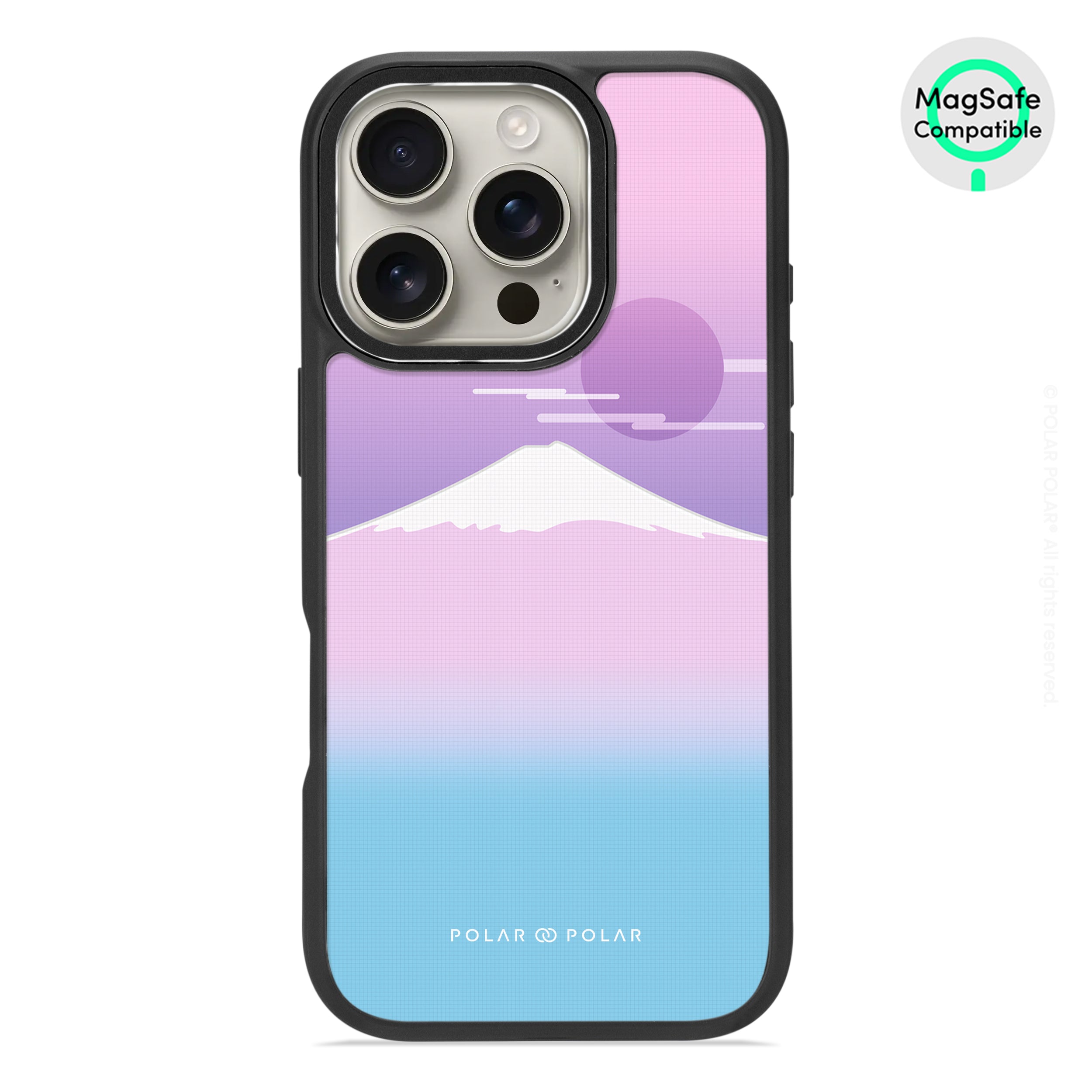 浪漫富士山 - iPhone 16 Pro 黑磨砂防摔 MagSafe 手機殼