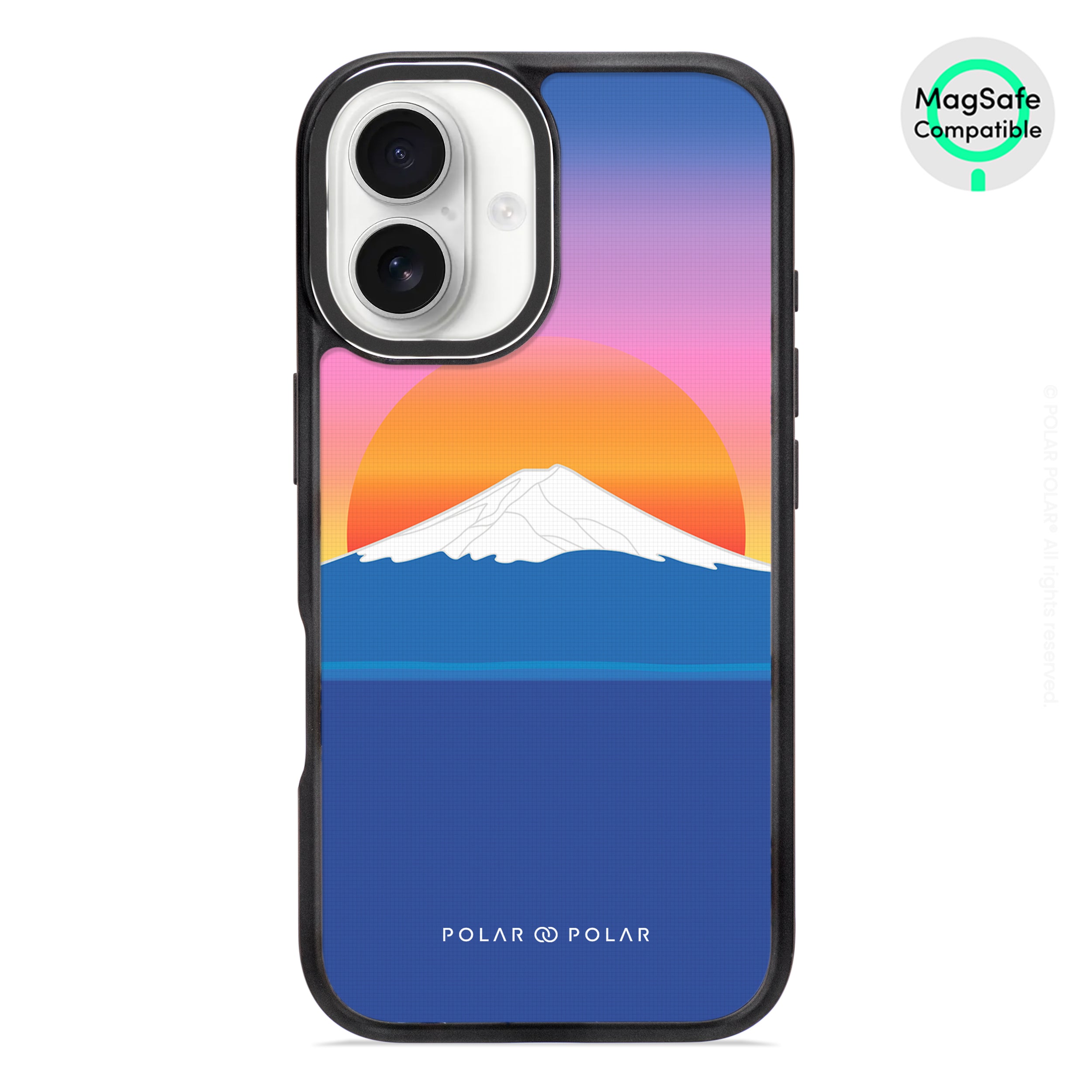 夕陽富士山 - iPhone 16 黑磨砂防摔 MagSafe 手機殼