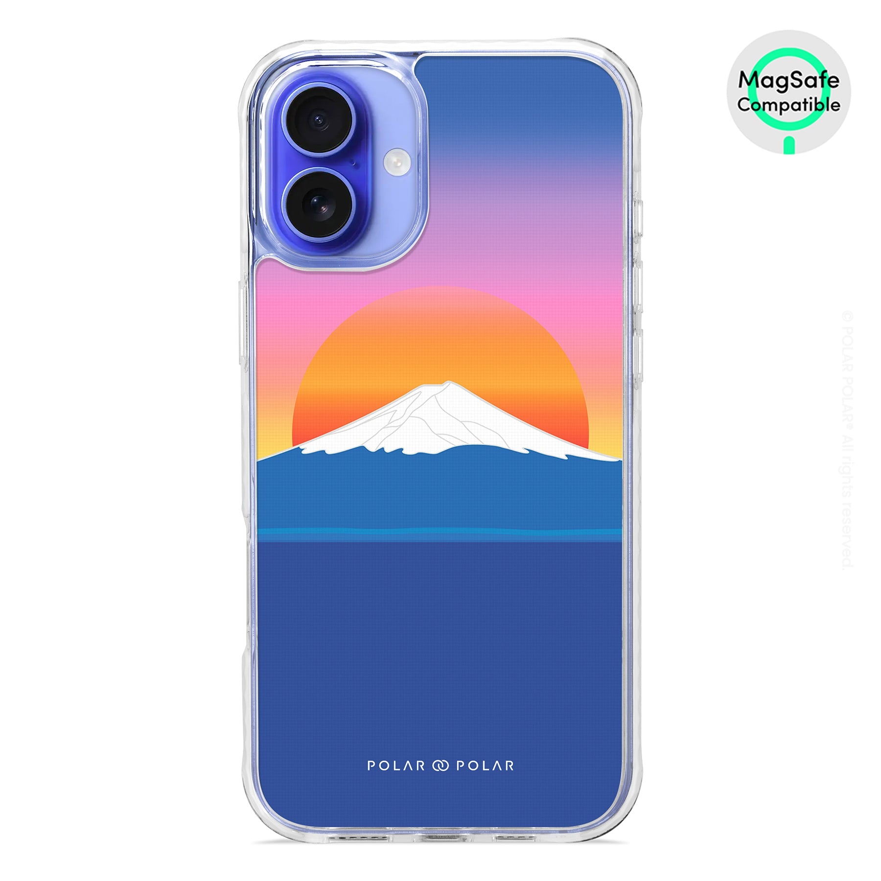 夕陽富士山 - iPhone 16 Plus 透明邊防摔 MagSafe 手機殼