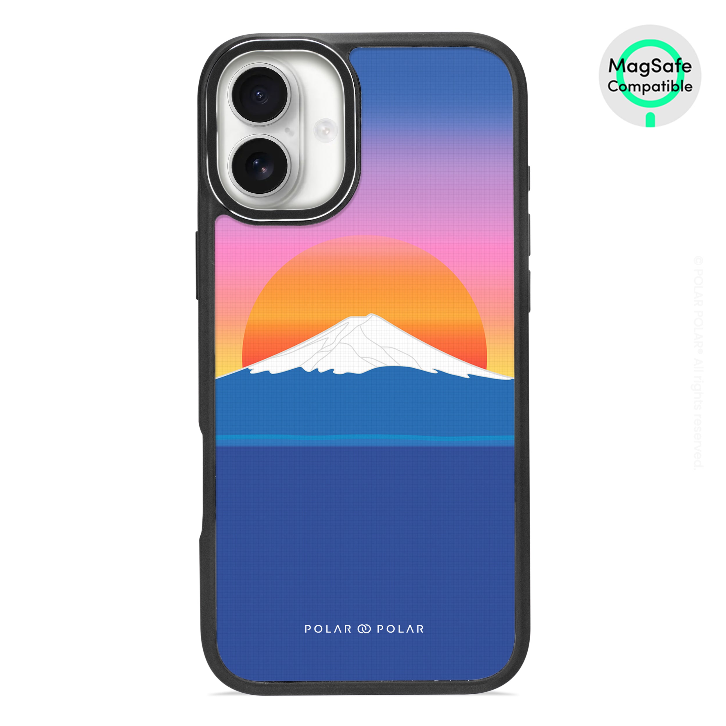 夕陽富士山 - iPhone 16 Plus 黑磨砂防摔 MagSafe 手機殼