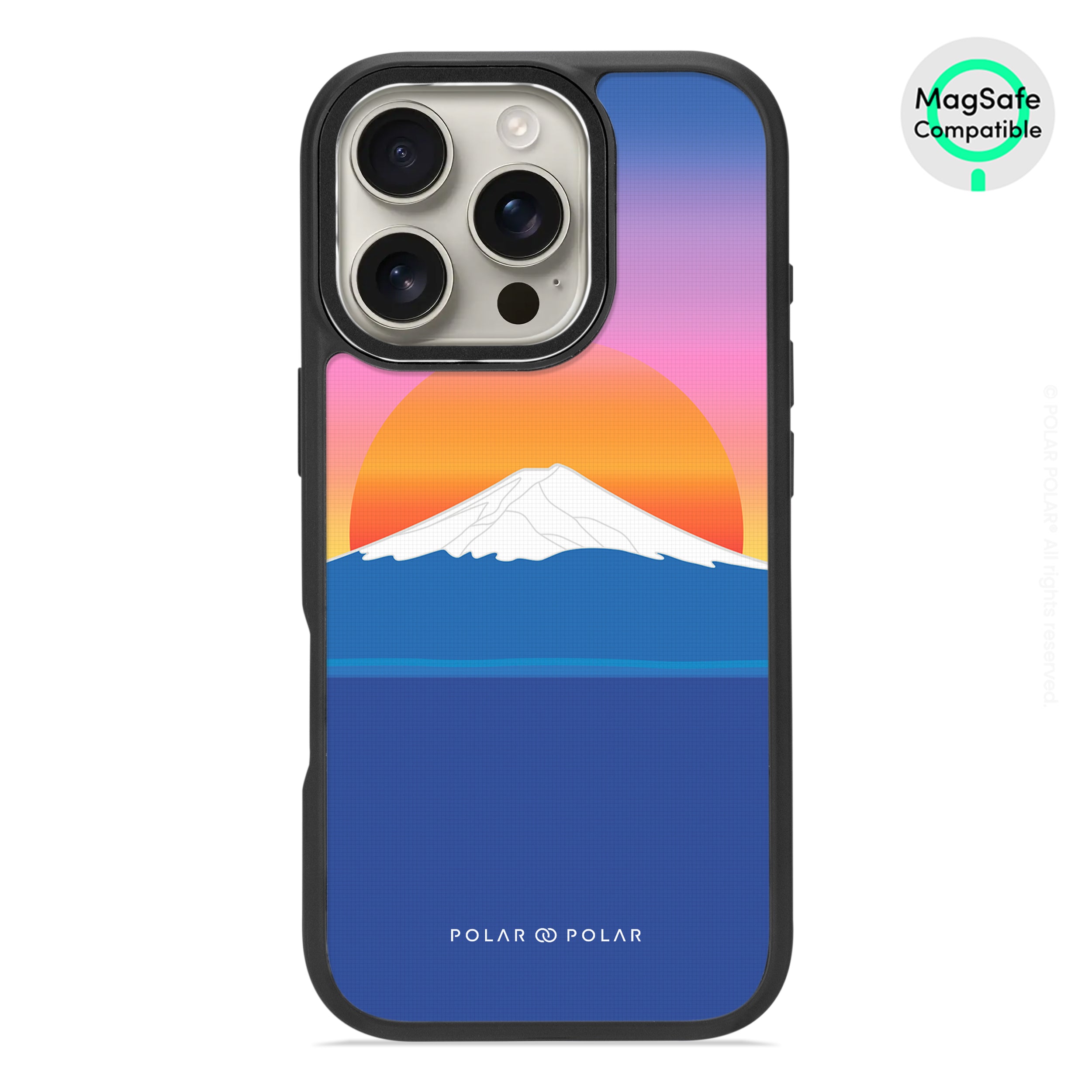 夕陽富士山 - iPhone 16 Pro 黑磨砂防摔 MagSafe 手機殼