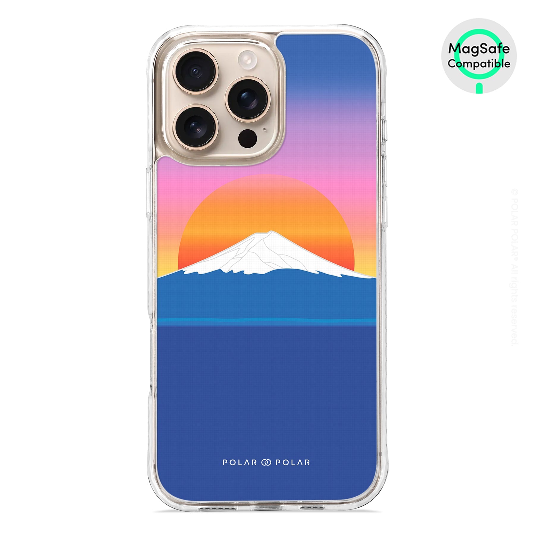 夕陽富士山 - iPhone 16 Pro Max 透明邊防摔 MagSafe 手機殼