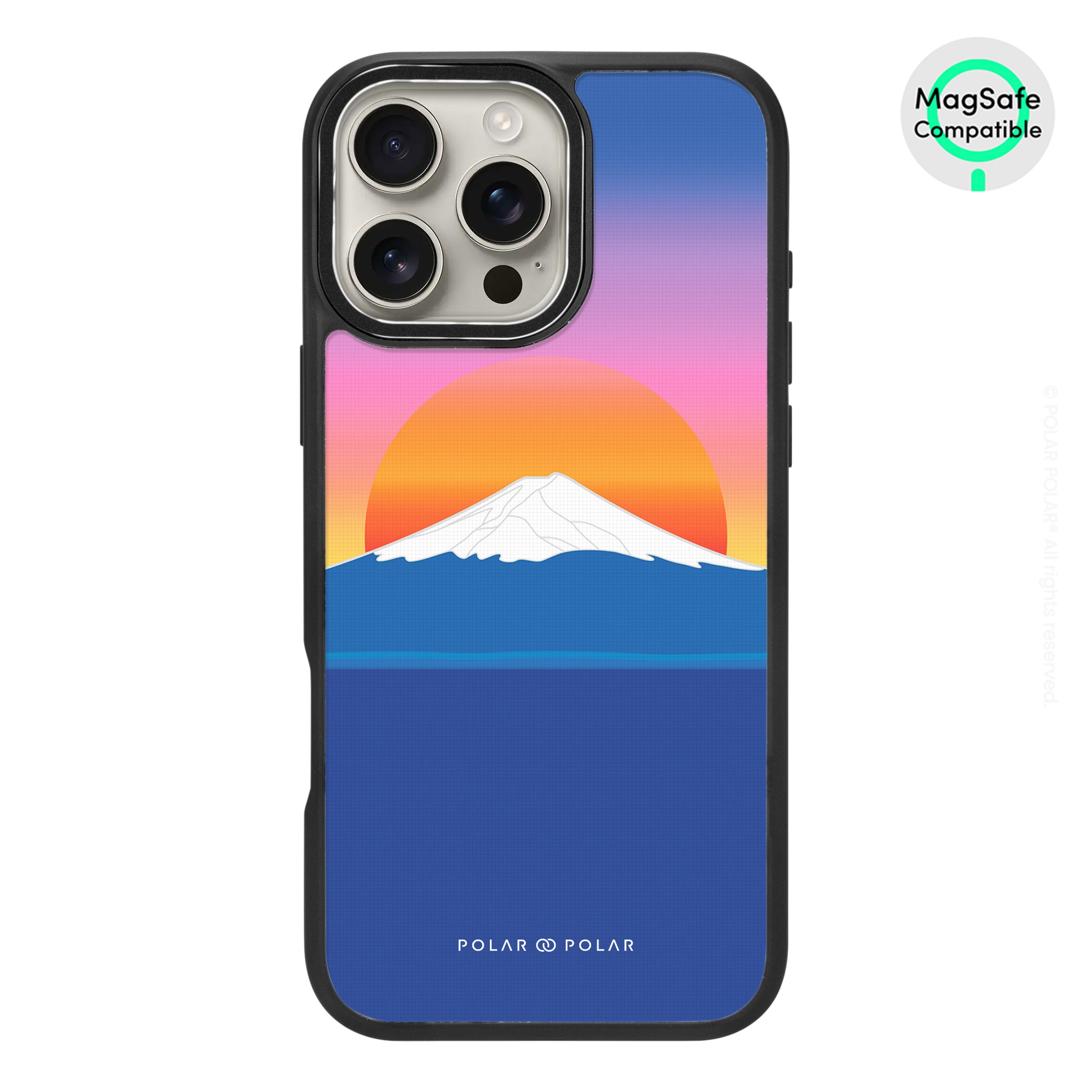 夕陽富士山 - iPhone 16 Pro Max 黑磨砂防摔 MagSafe 手機殼