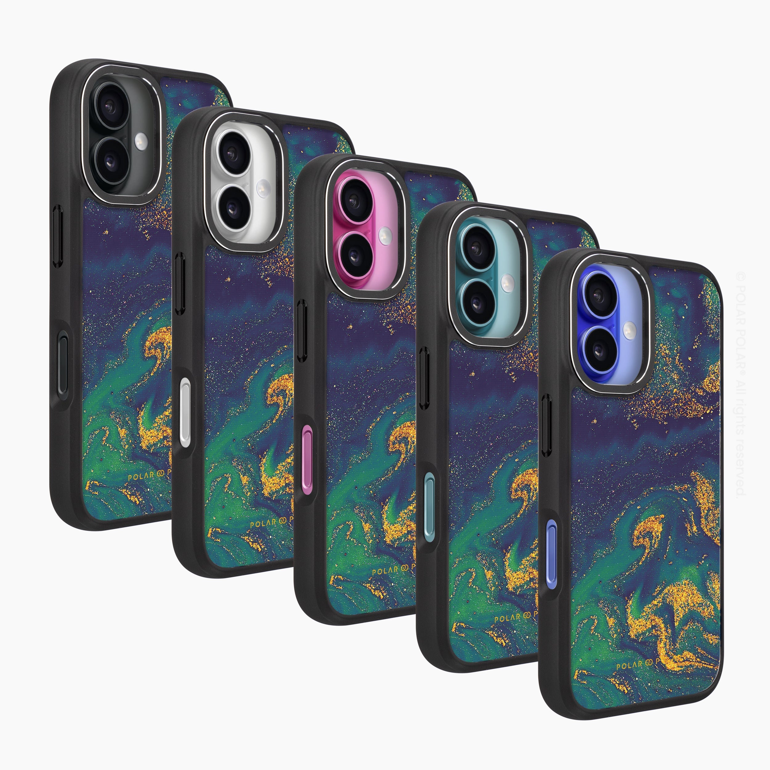 午夜綠流沙紋 - iPhone 16 Pro 黑磨砂防摔 MagSafe 手機殼