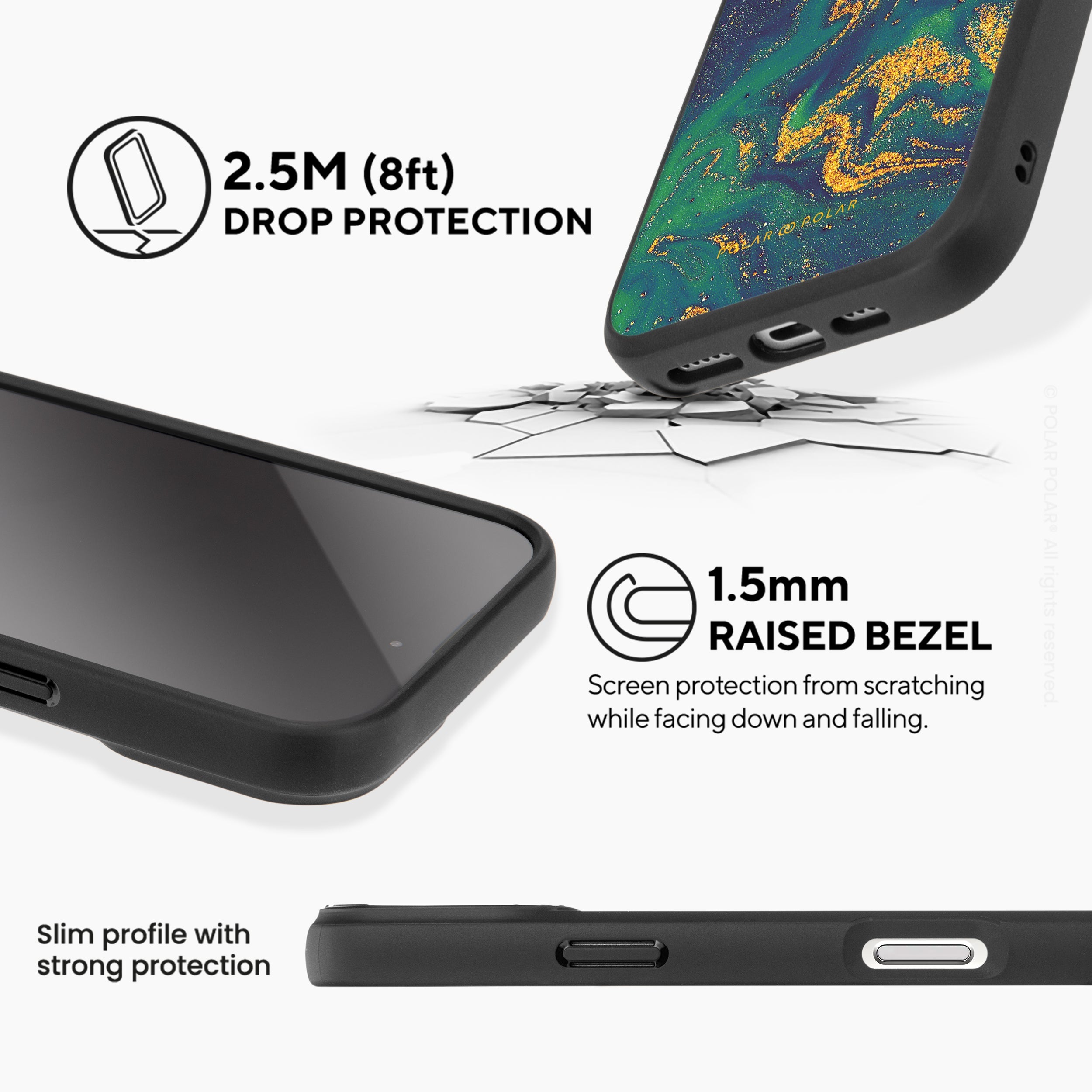 午夜綠流沙紋 - iPhone 16 黑磨砂防摔 MagSafe 手機殼