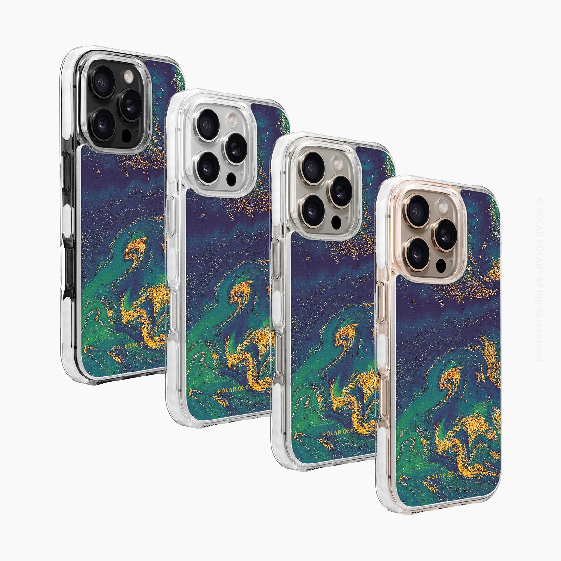 午夜綠流沙紋 - iPhone 16 Pro 透明邊防摔 MagSafe 手機殼