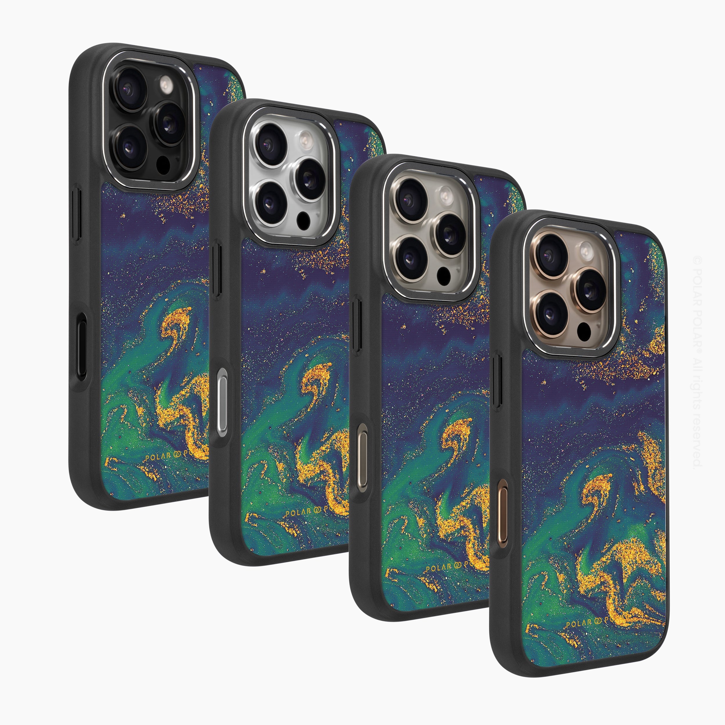 午夜綠流沙紋 - iPhone 16 Pro Max 黑磨砂防摔 MagSafe 手機殼