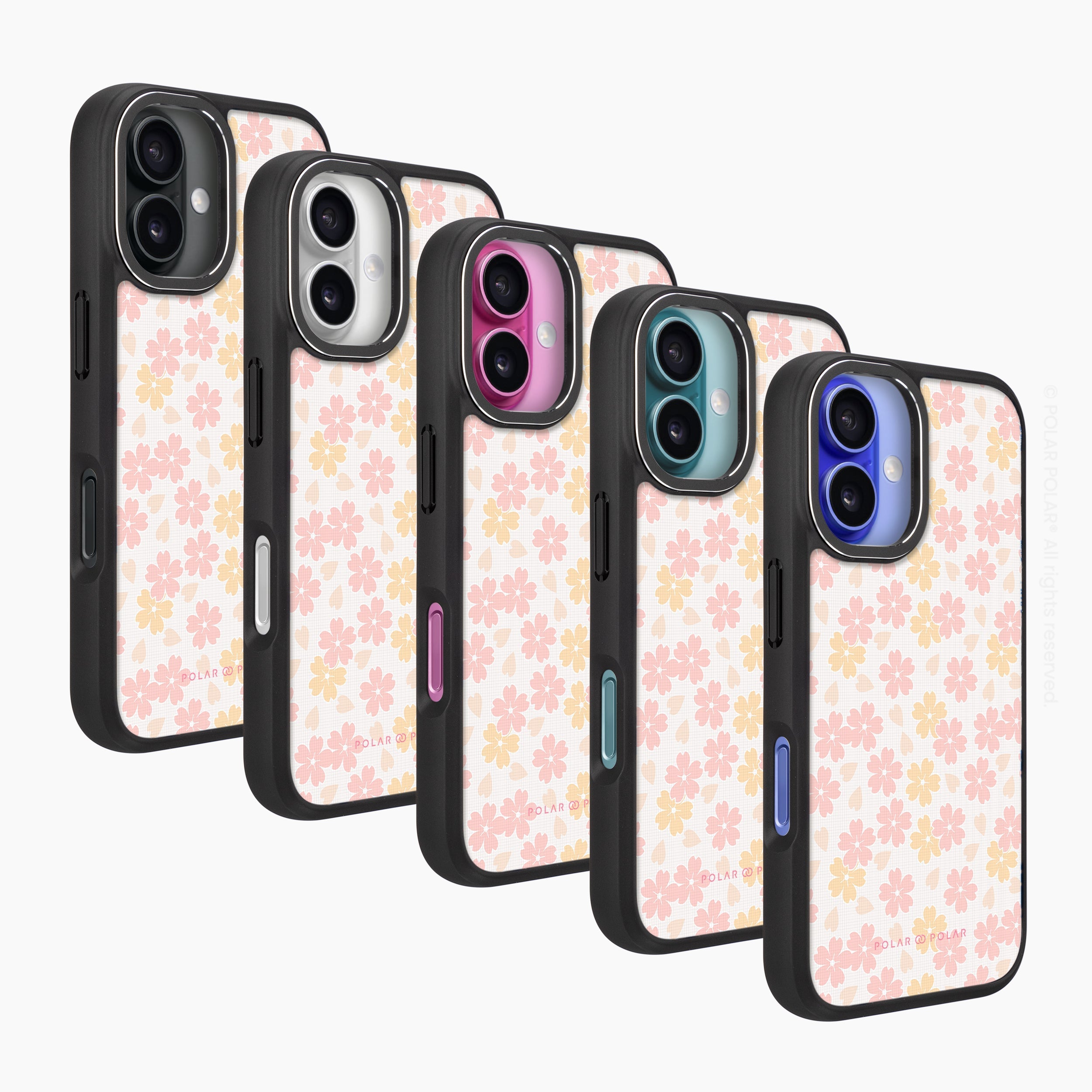 淺粉色櫻花 - iPhone 16 黑磨砂防摔 MagSafe 手機殼