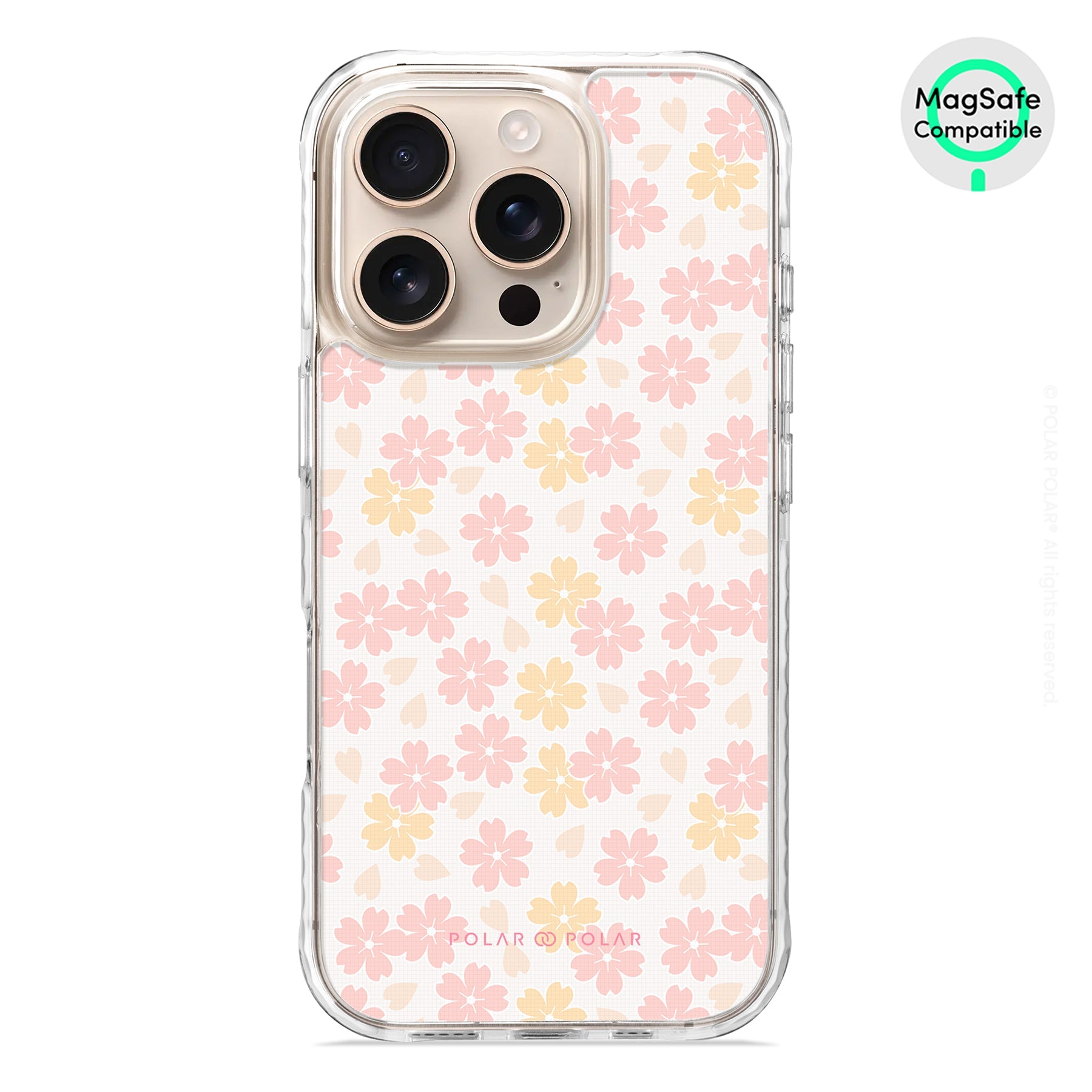 淺粉色櫻花 - iPhone 16 Pro 透明邊防摔 MagSafe 手機殼