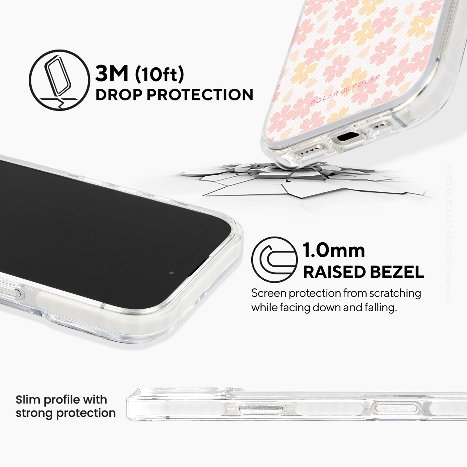 淺粉色櫻花 - iPhone 16 Pro 透明邊防摔 MagSafe 手機殼