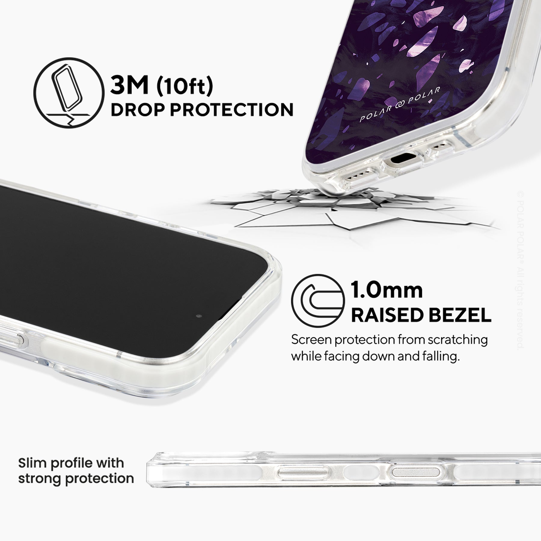 紫丁香水磨石 - iPhone 16 透明邊防摔 MagSafe 手機殼
