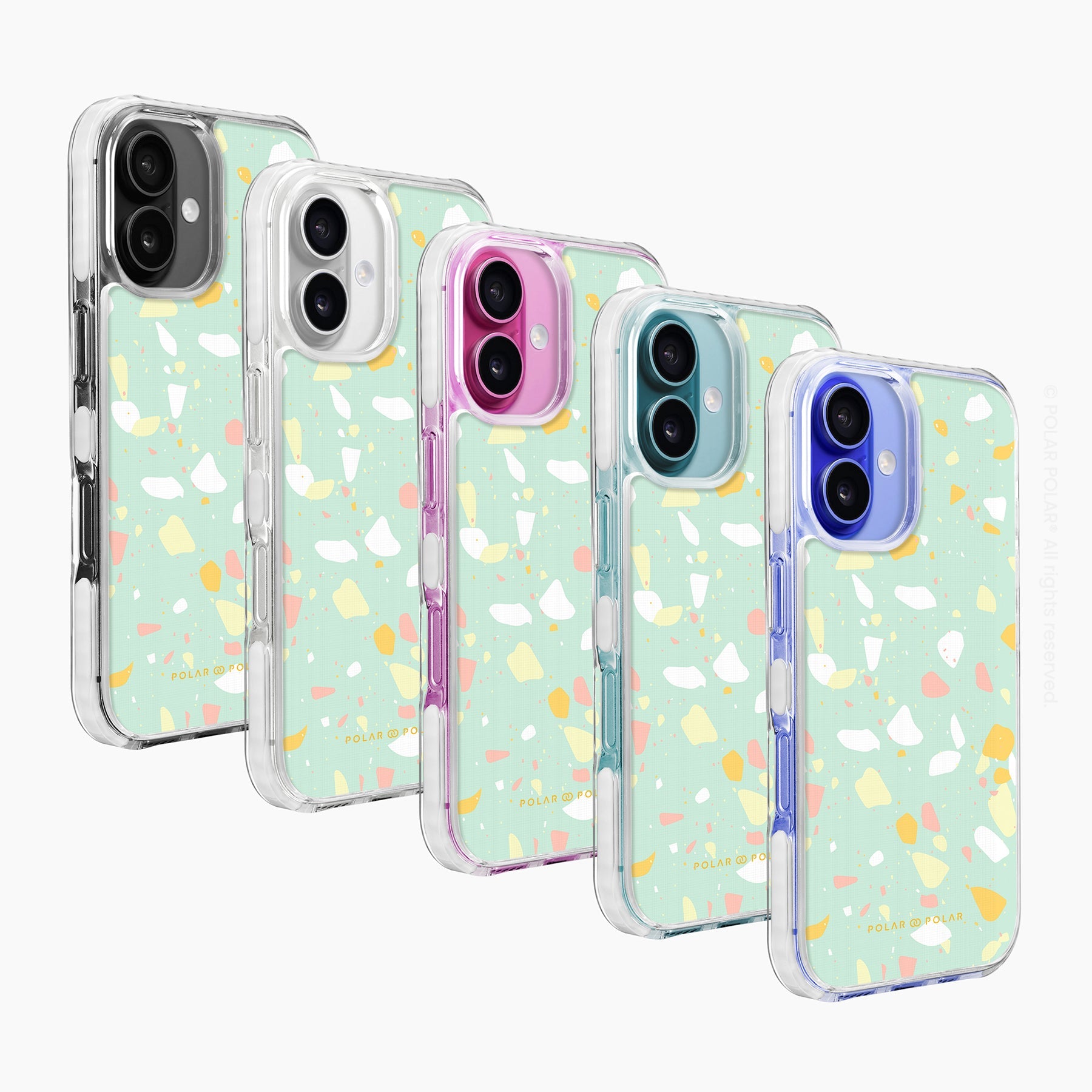 霧綠色水磨石 - iPhone 16 透明邊防摔 MagSafe 手機殼