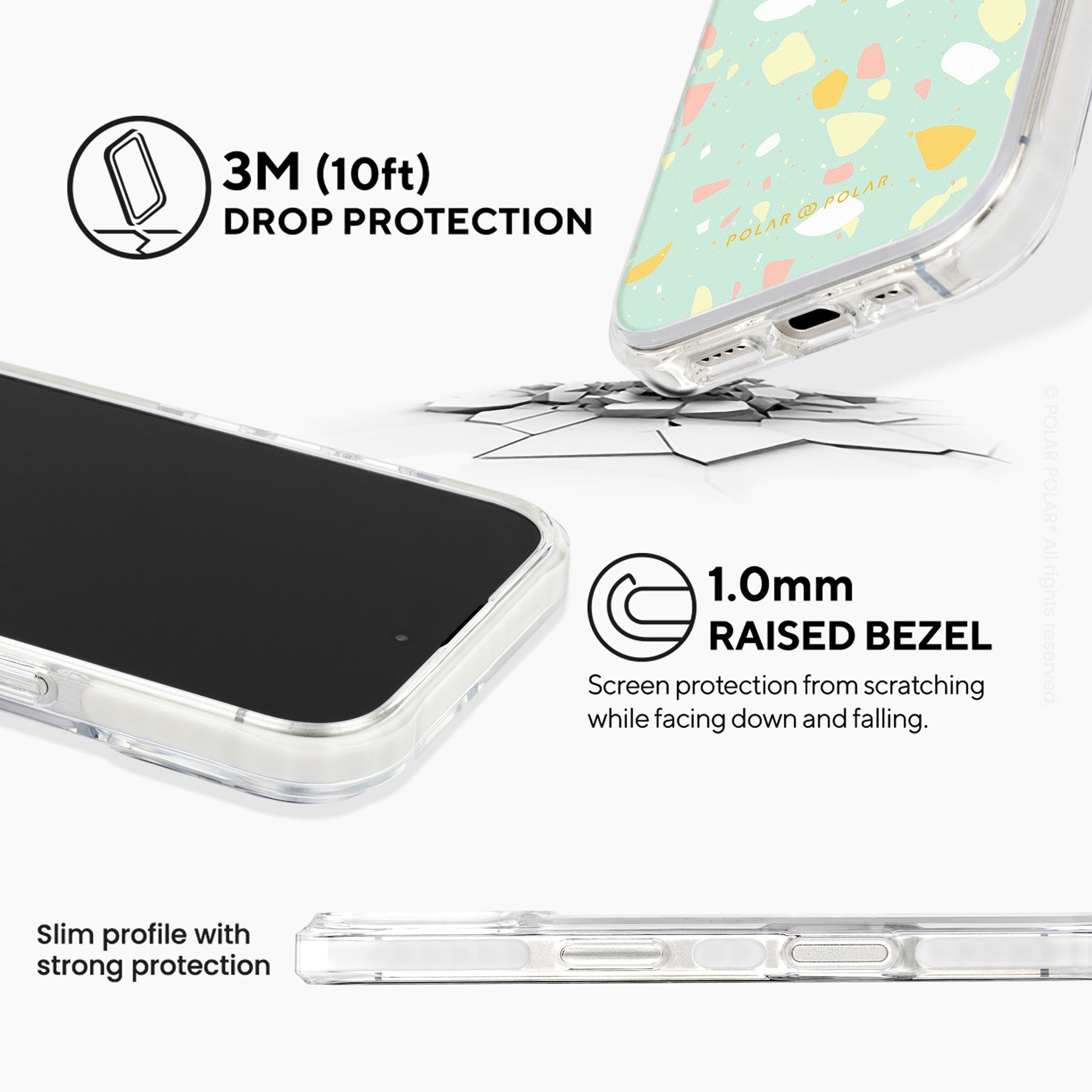 霧綠色水磨石 - iPhone 16 透明邊防摔 MagSafe 手機殼