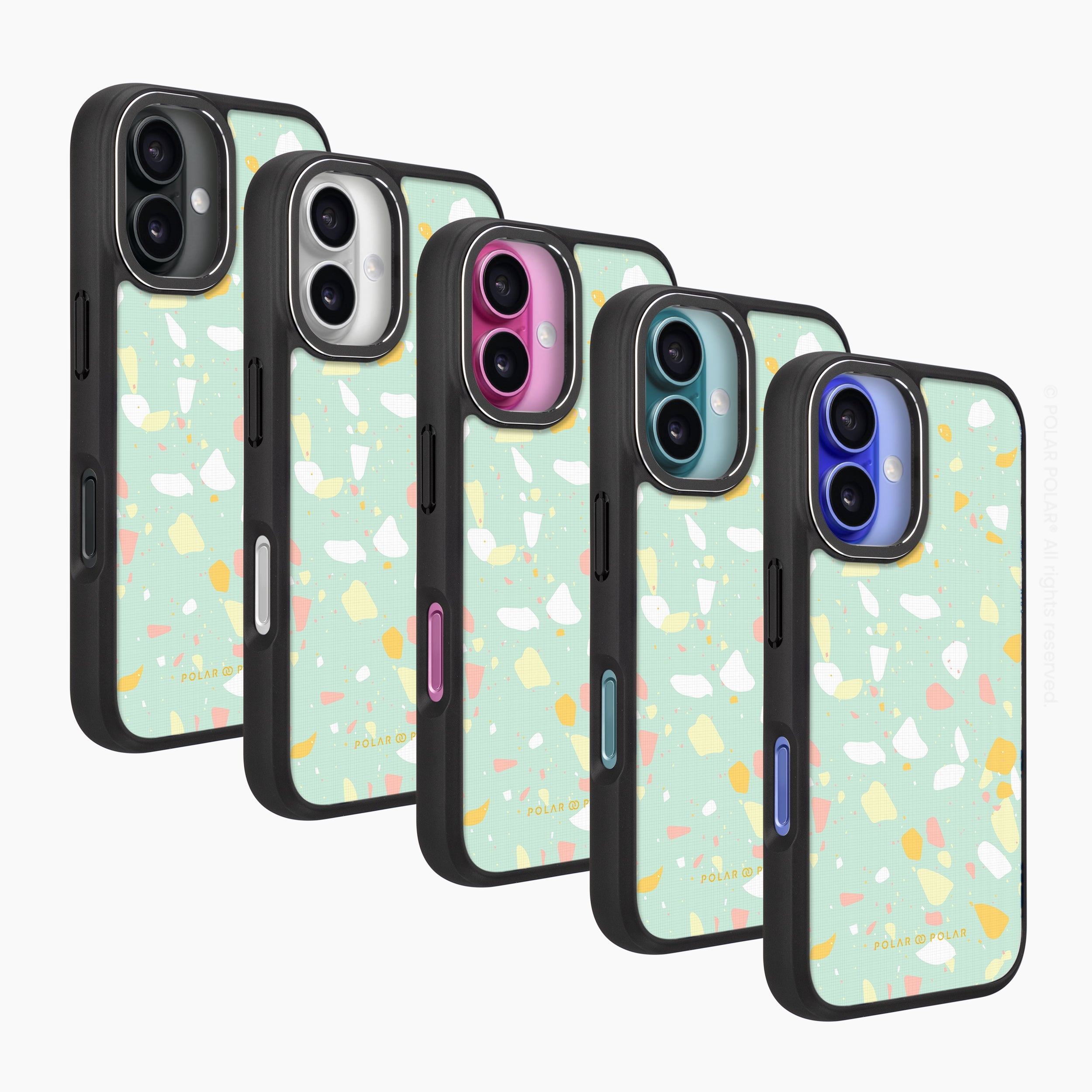 霧綠色水磨石 - iPhone 16 Plus 黑磨砂防摔 MagSafe 手機殼