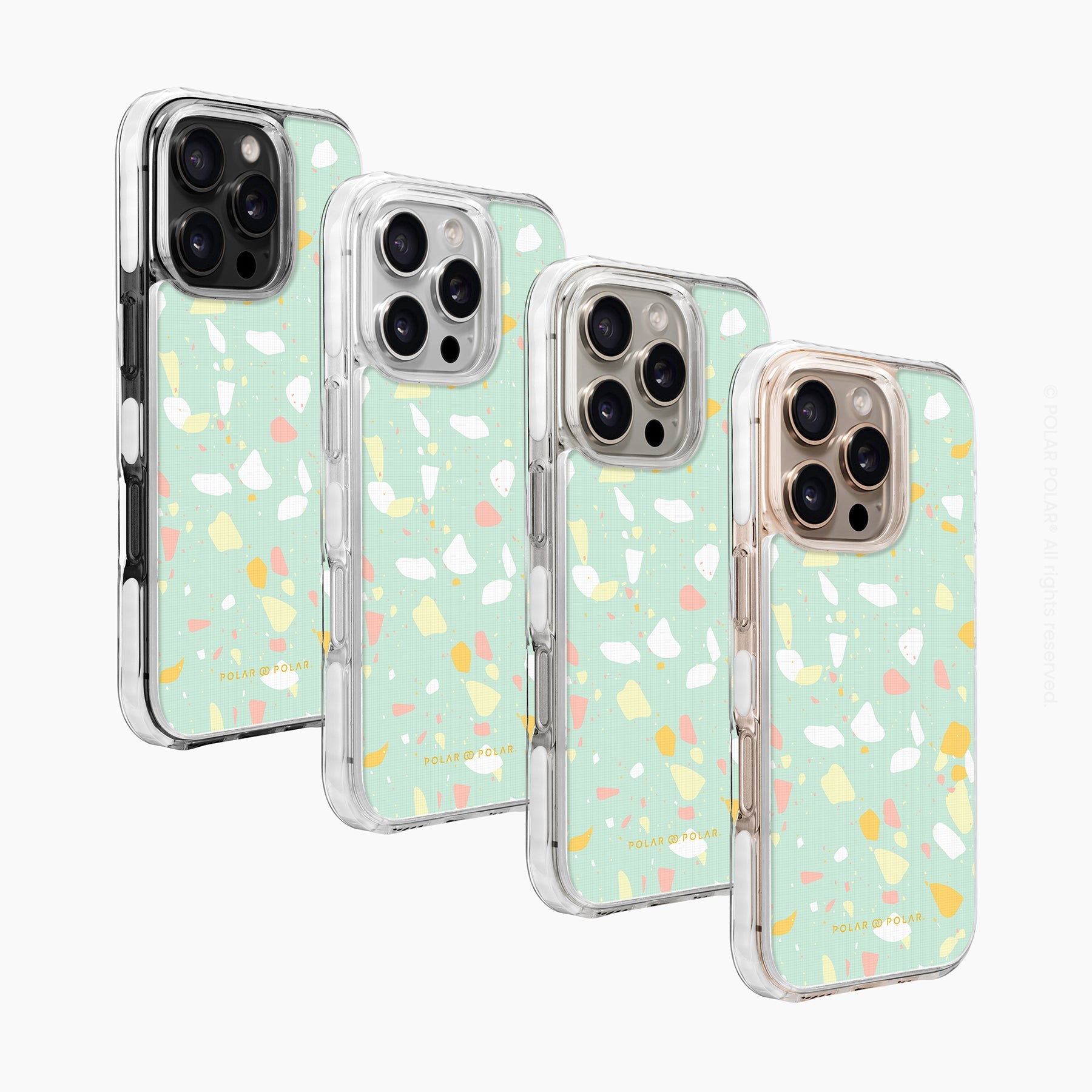 霧綠色水磨石 - iPhone 16 Pro 透明邊防摔 MagSafe 手機殼