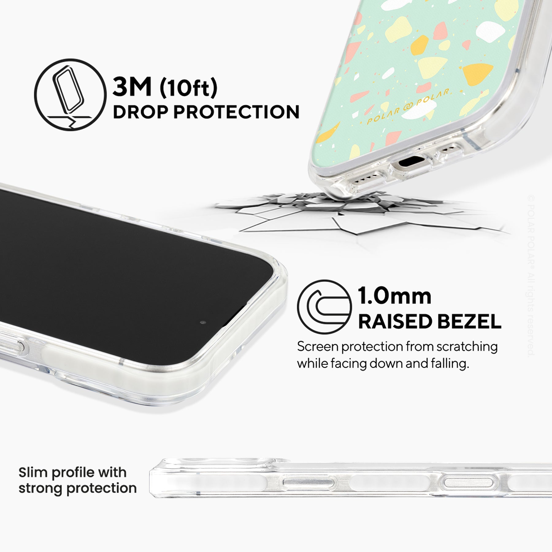 霧綠色水磨石 - iPhone 16 Pro Max 透明邊防摔 MagSafe 手機殼