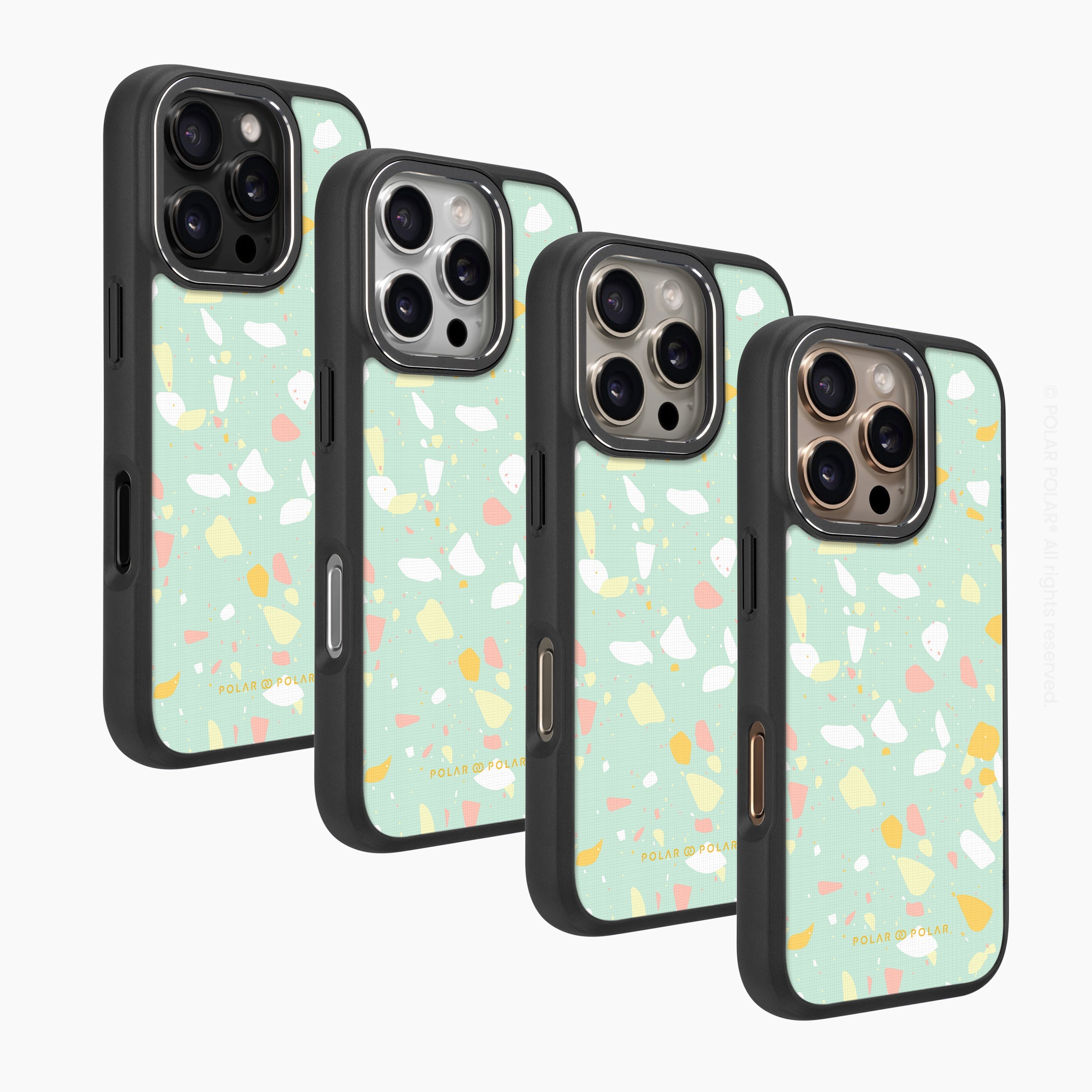 霧綠色水磨石 - iPhone 16 Pro Max 黑磨砂防摔 MagSafe 手機殼