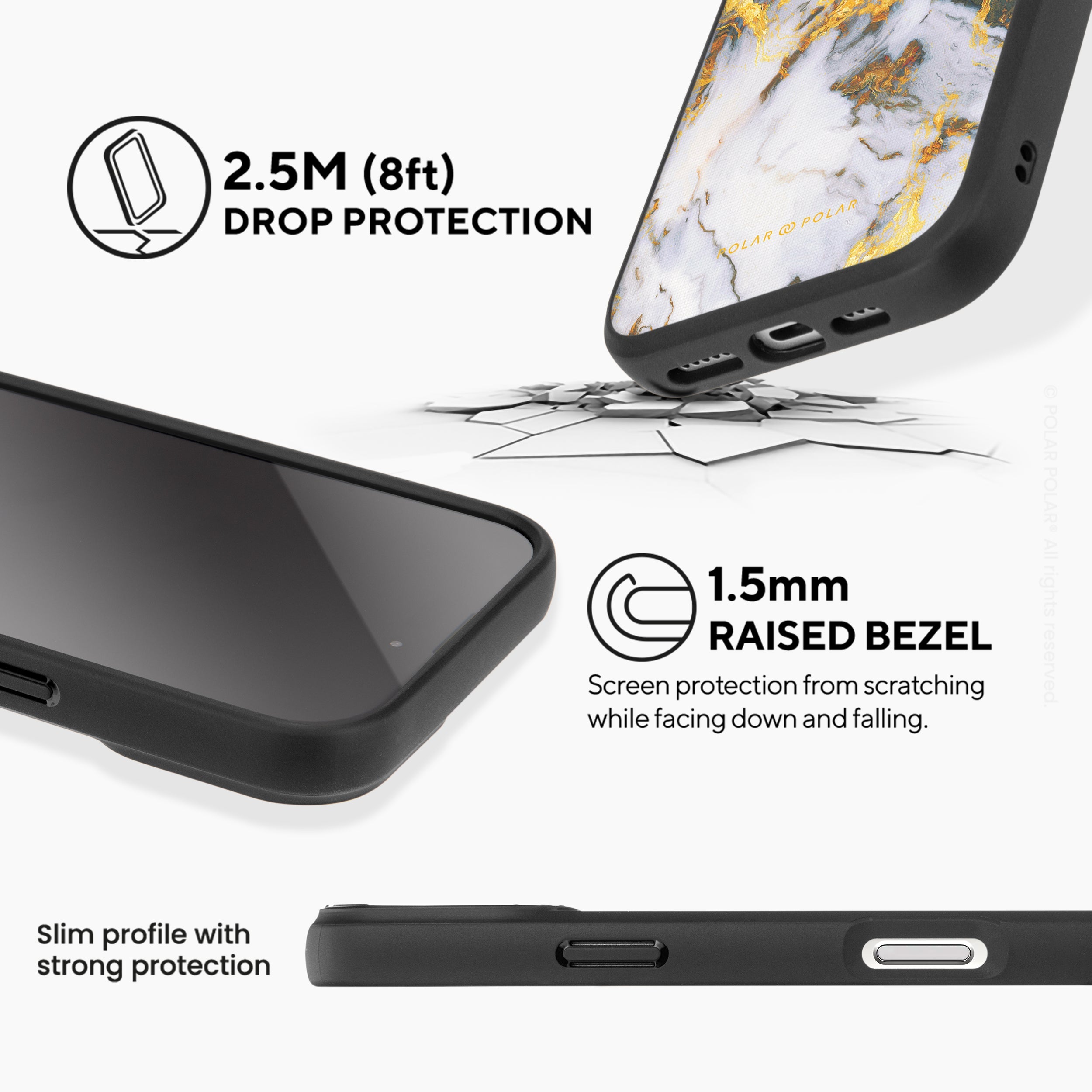 大理石霧紋 - iPhone 16 Pro 黑磨砂防摔 MagSafe 手機殼