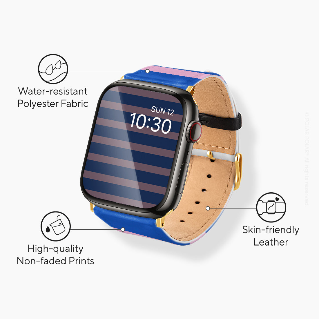 海軍藍粉色橫紋 - Apple Watch 錶帶