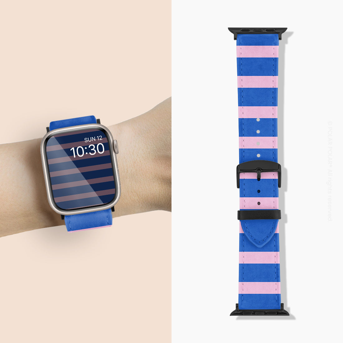 海軍藍粉色橫紋 - Apple Watch 錶帶