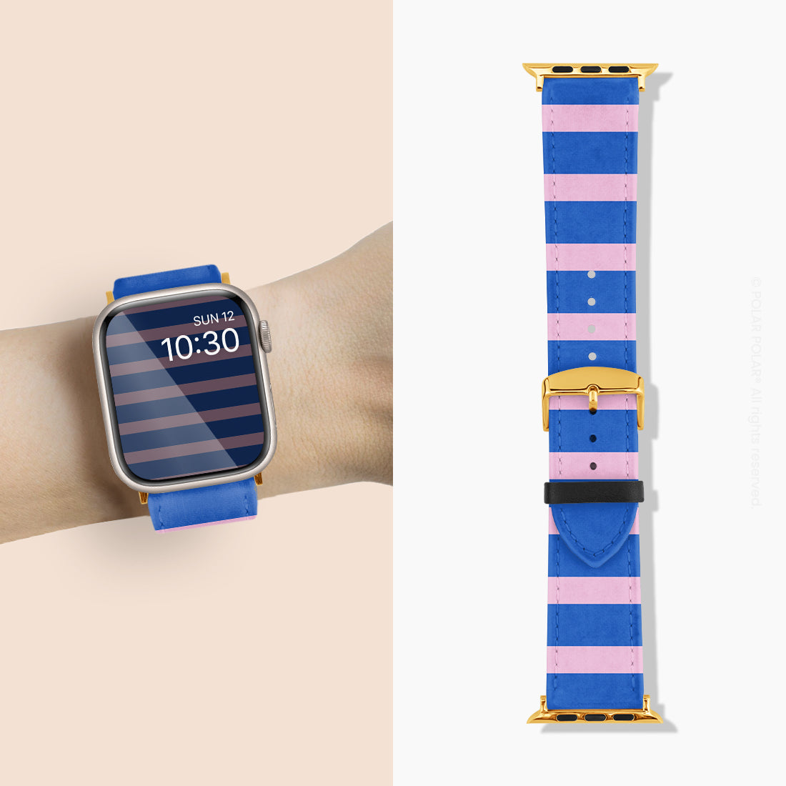 海軍藍粉色橫紋 - Apple Watch 錶帶