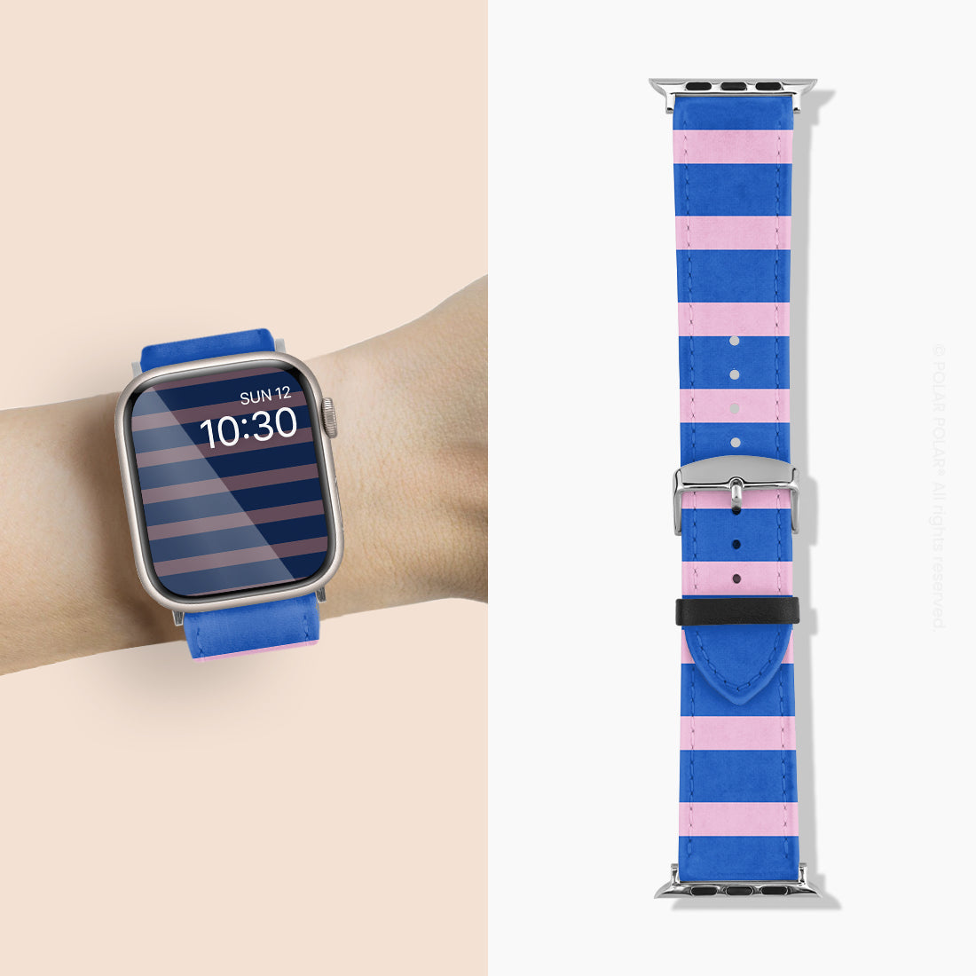 海軍藍粉色橫紋 - Apple Watch 錶帶