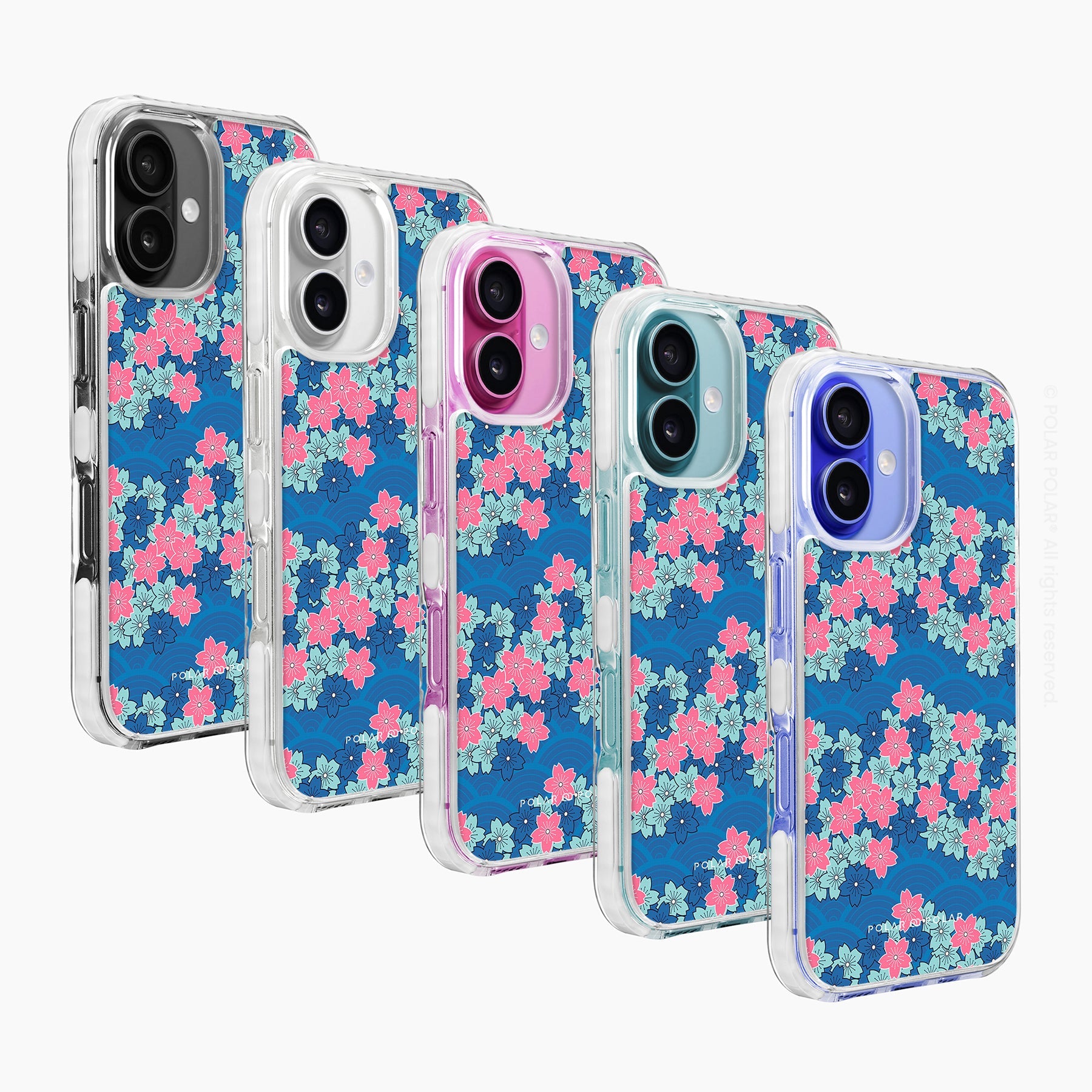 軍藍櫻花海 - iPhone 16 透明邊防摔 MagSafe 手機殼