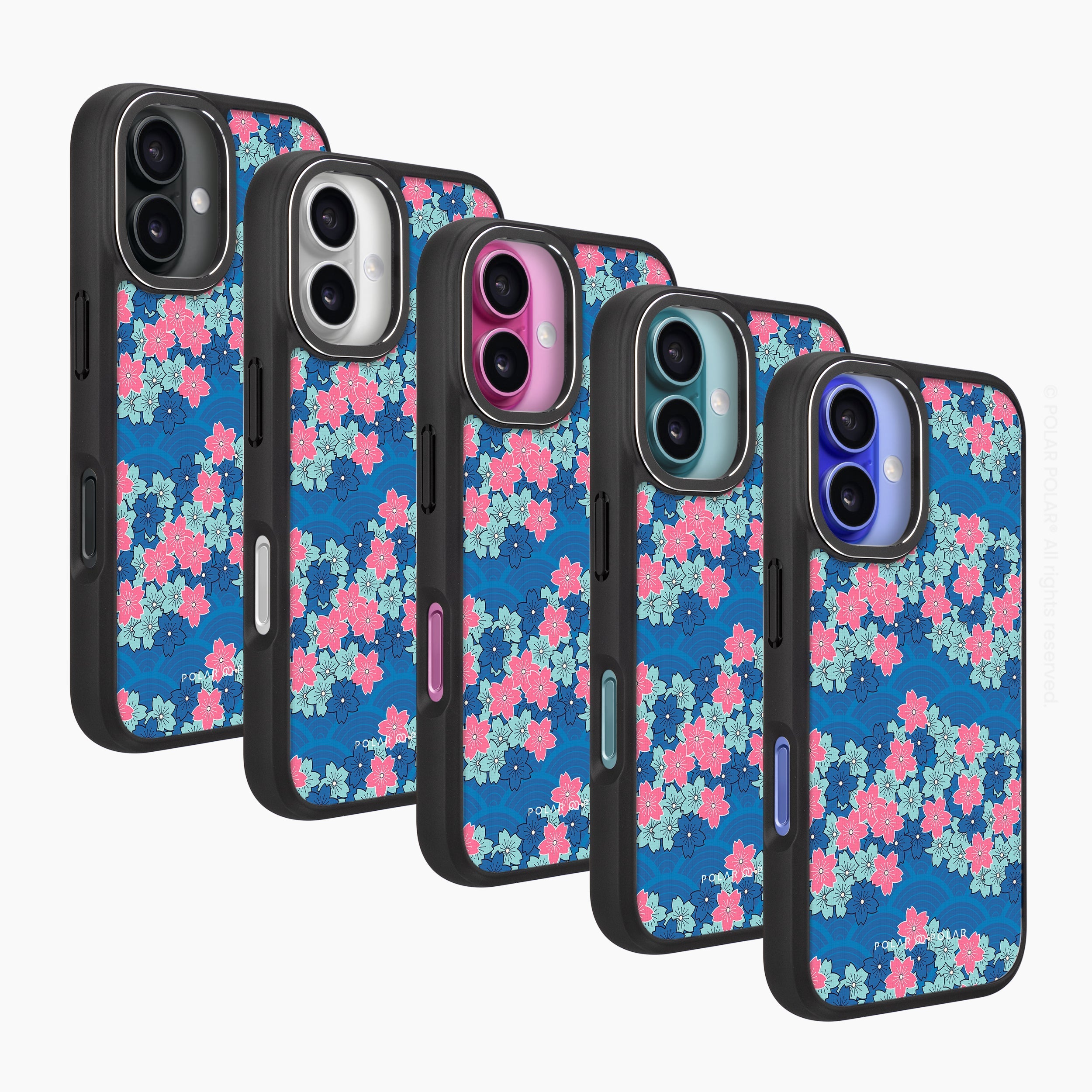 軍藍櫻花海 - iPhone 16 黑磨砂防摔 MagSafe 手機殼