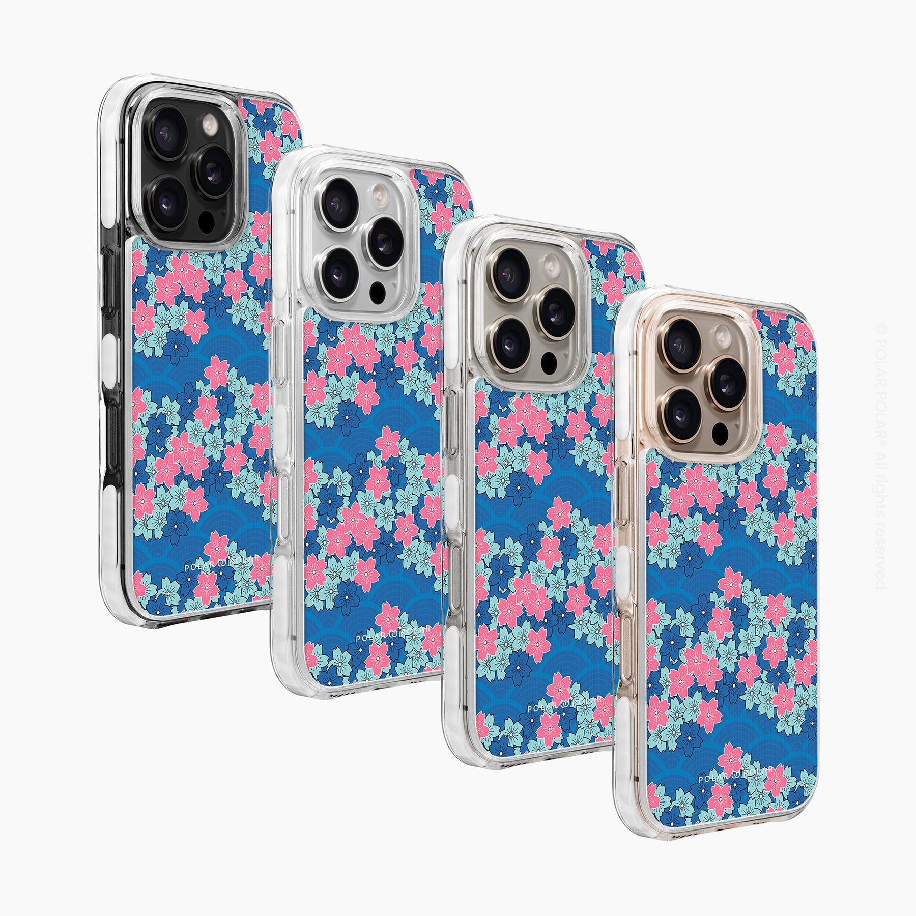 軍藍櫻花海 - iPhone 16 Pro Max 透明邊防摔 MagSafe 手機殼