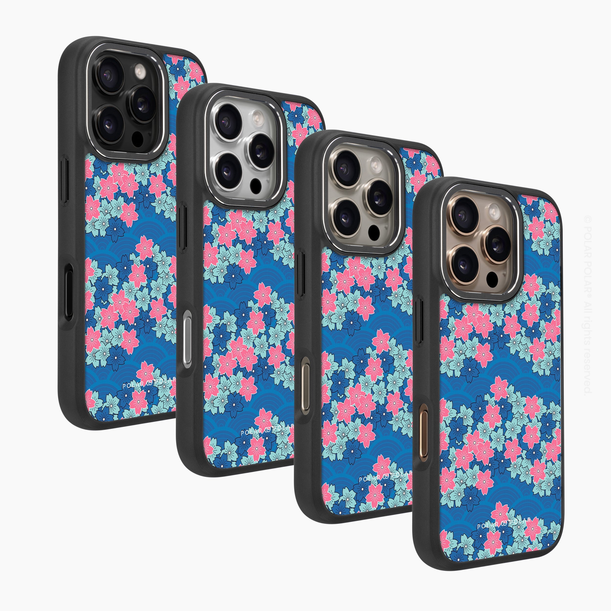 軍藍櫻花海 - iPhone 16 Pro 黑磨砂防摔 MagSafe 手機殼