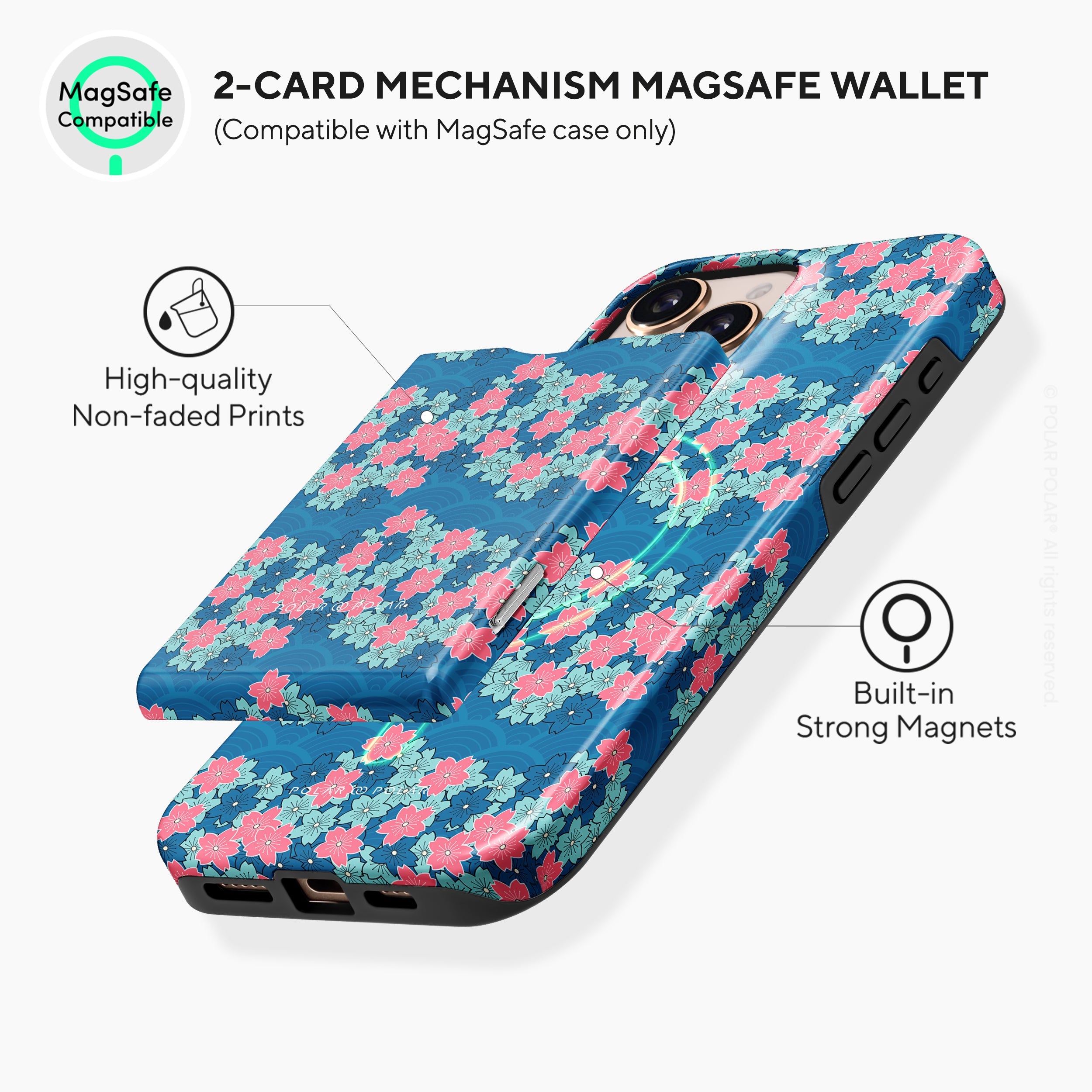 軍藍櫻花海 MagSafe 卡套
