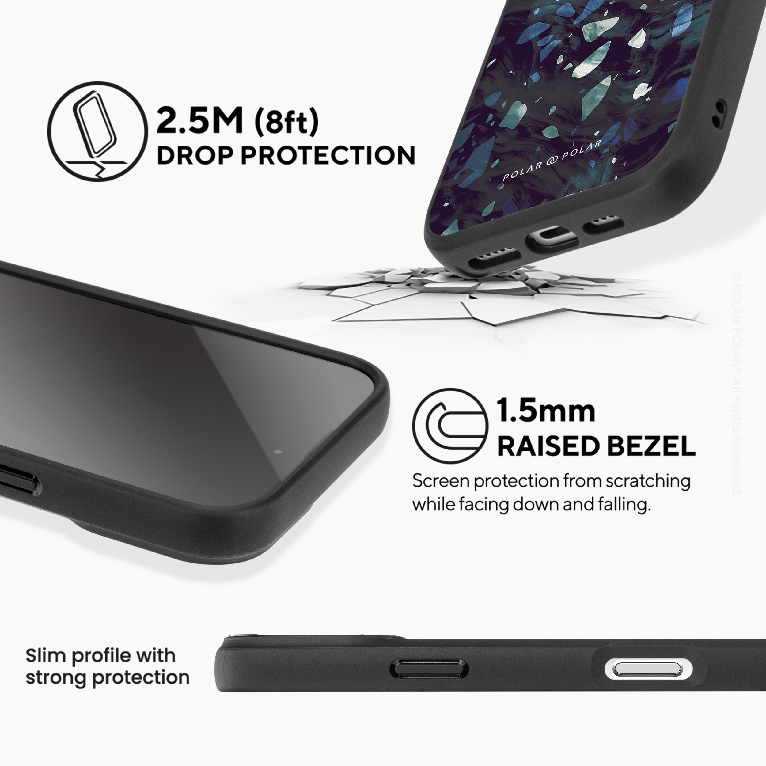 北歐水磨石 - iPhone 16 Pro 黑磨砂防摔 MagSafe 手機殼